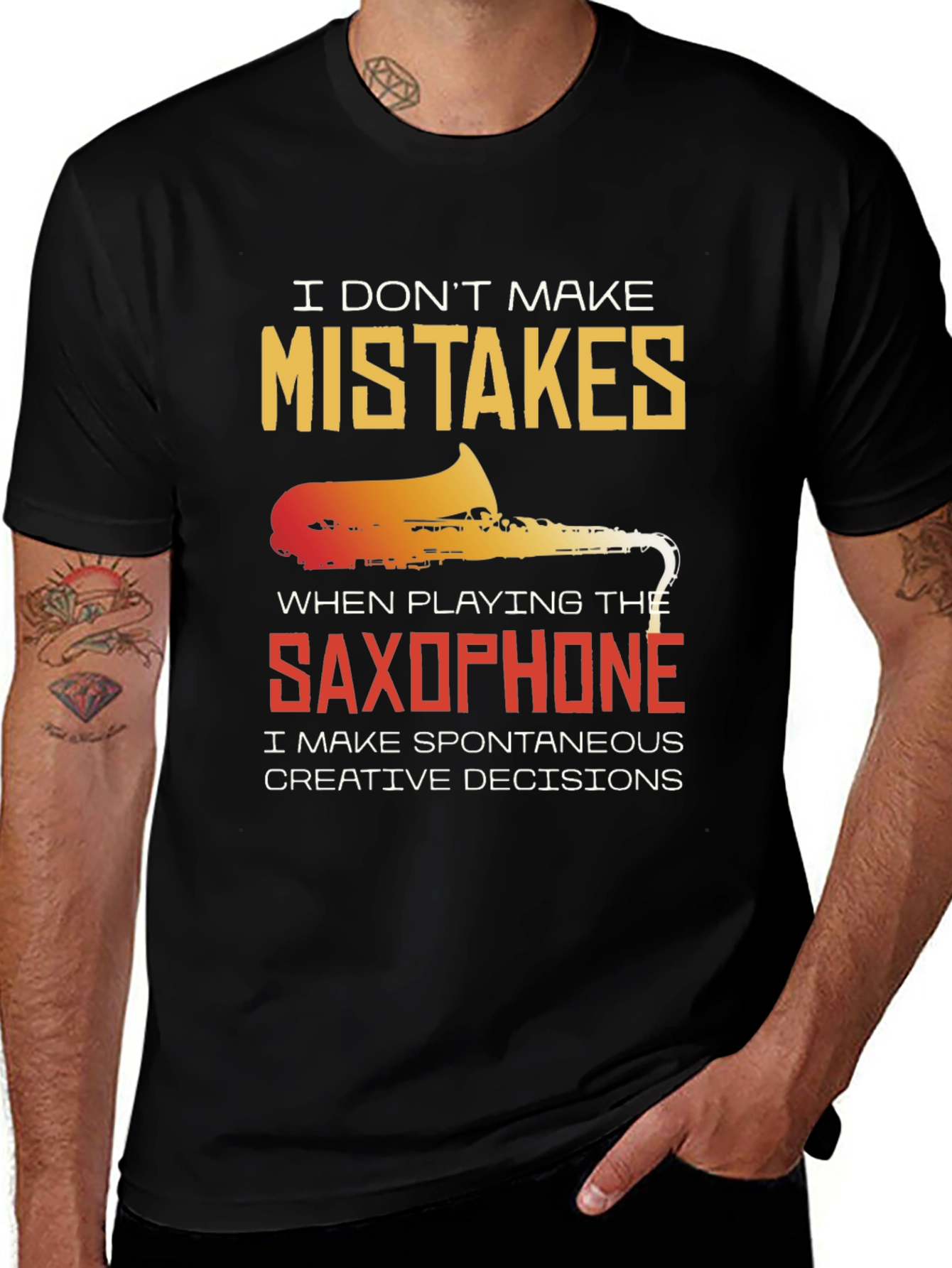 Variant 4 of Saxophone Spontaneous Creative Decisions T-Shirt