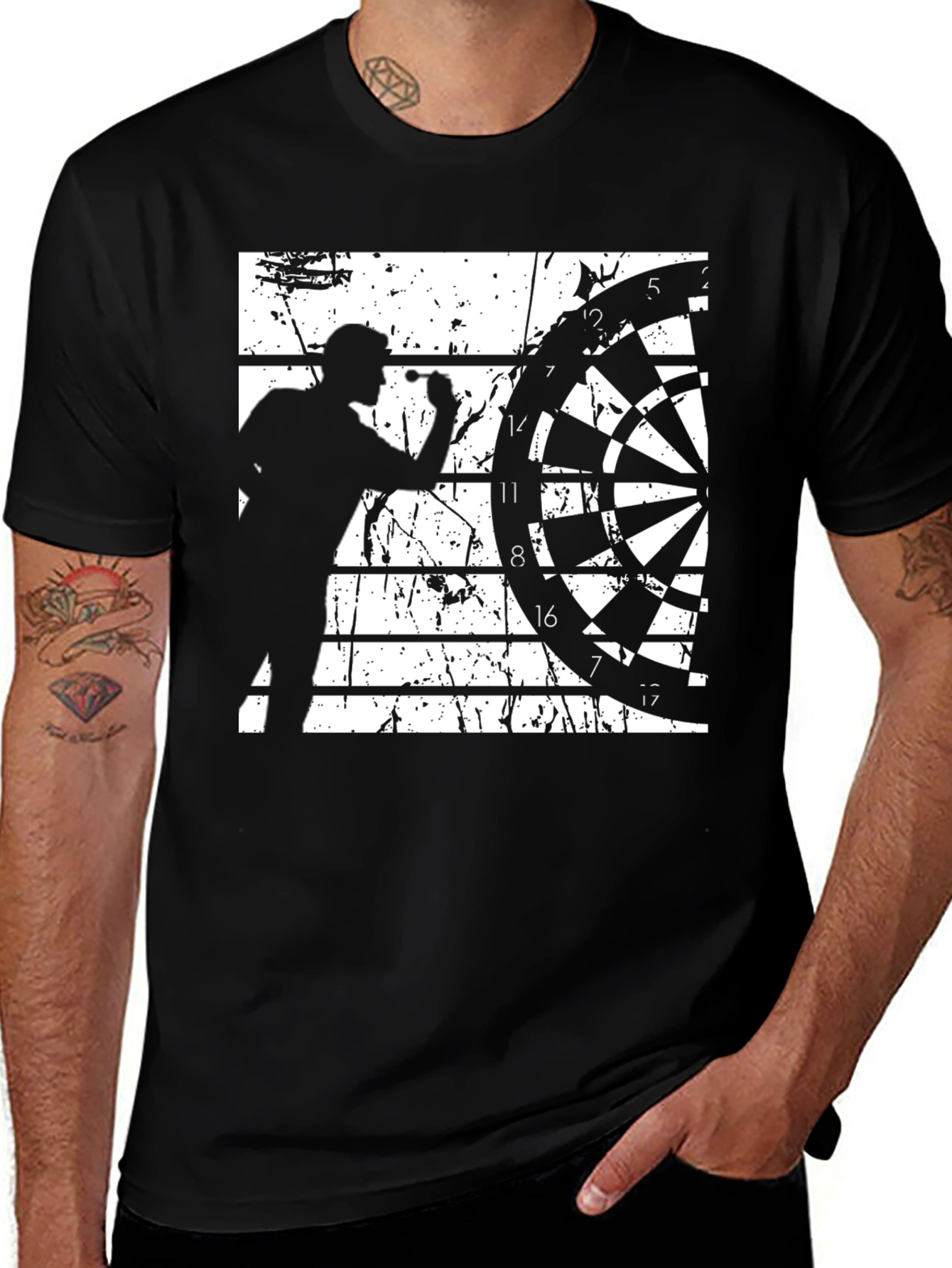 Variant 16 of Darts Player Graphic Tee - Black Cotton Blend