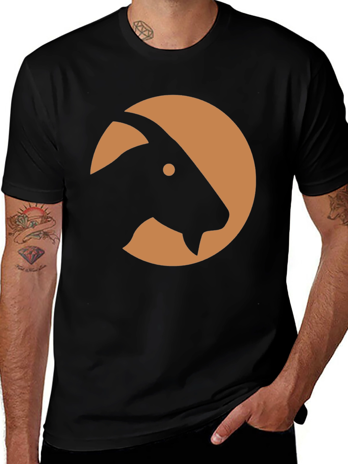Variant 7 of Goat Silhouette Graphic Tee - Black Casual Shirt