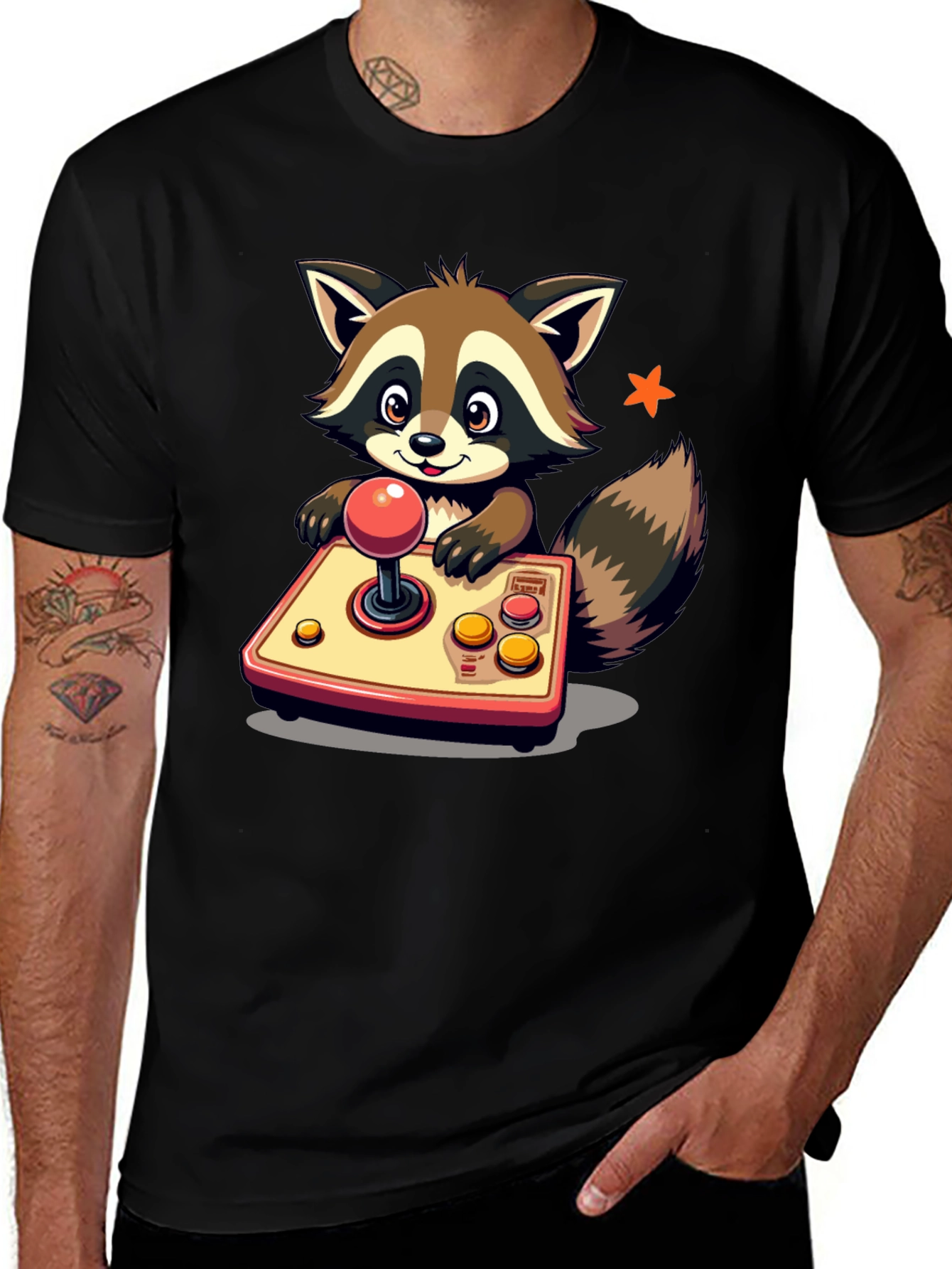 Variant 22 of Retro Gamer Raccoon T-Shirt - Arcade Style