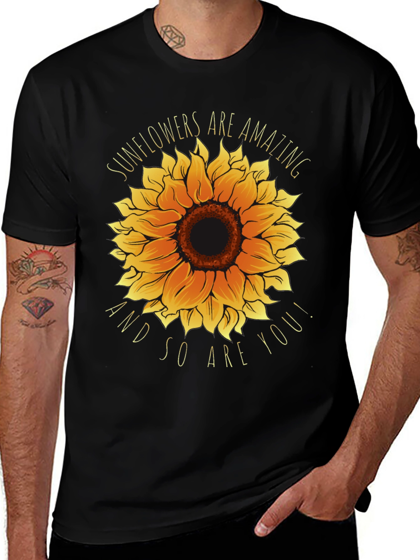 Variant 5 of Sunflower Graphic Tee - You Are Amazing!