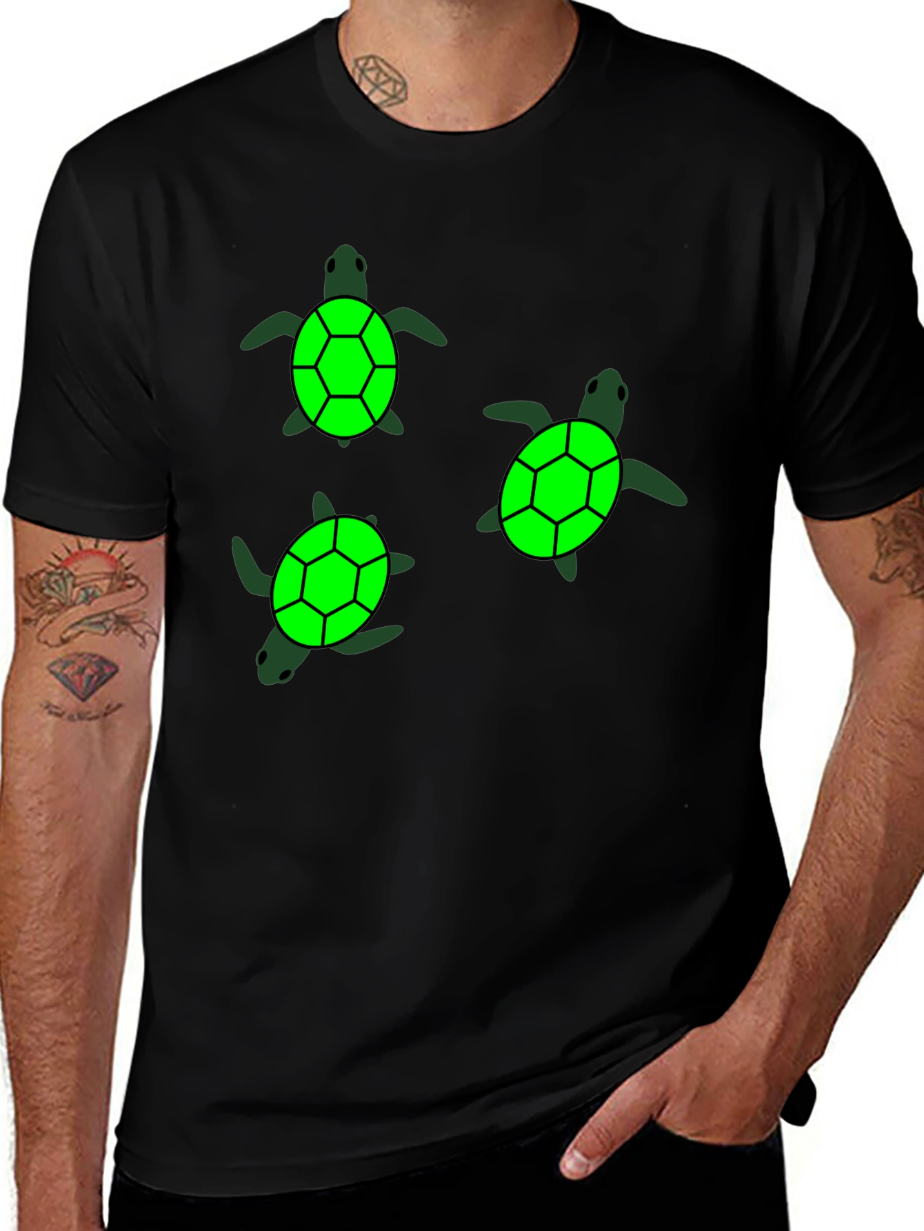 Variant 10 of Turtle Graphic Black T-Shirt