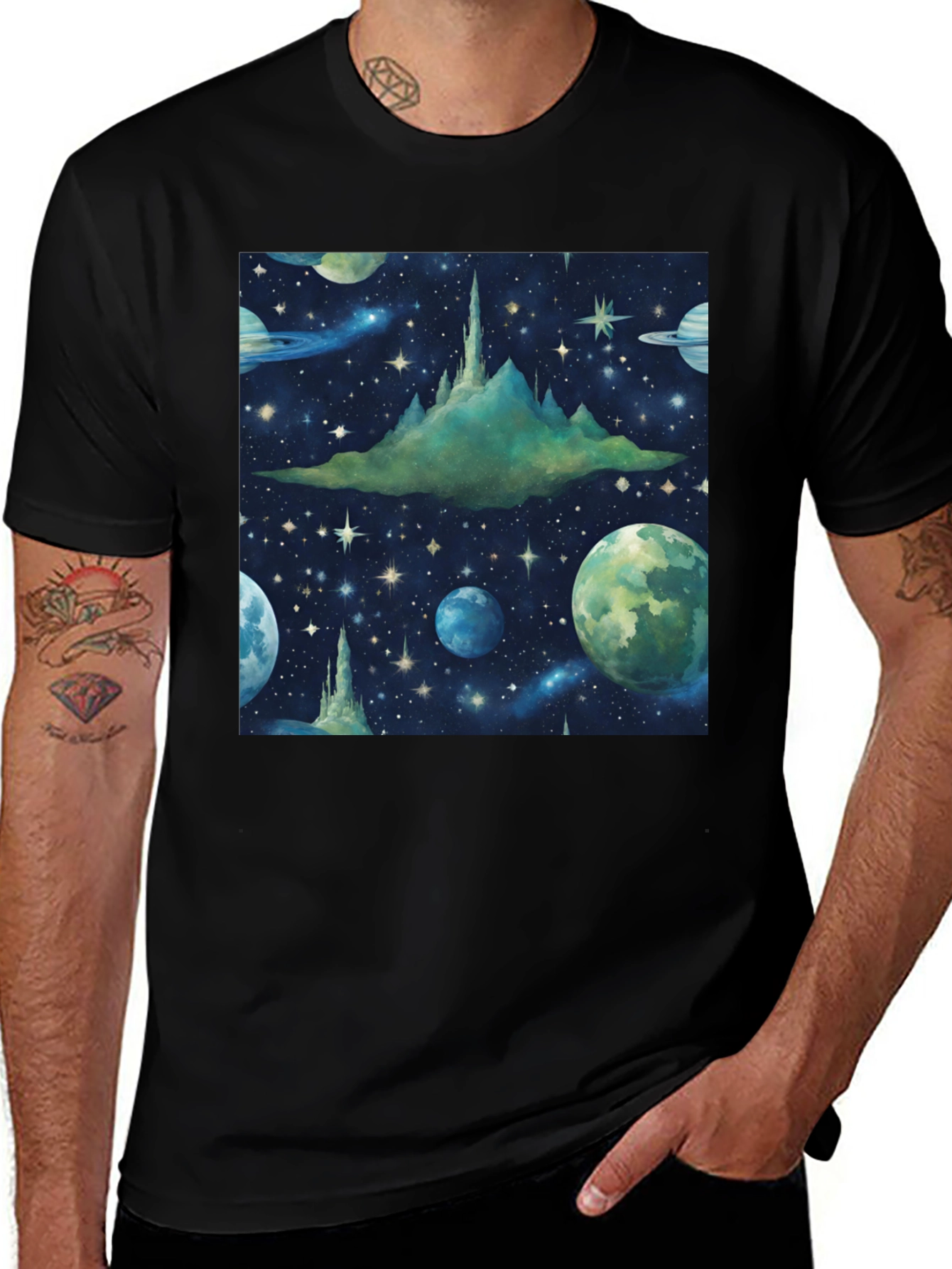 Variant 15 of Space Castle T-Shirt - Galaxy Print