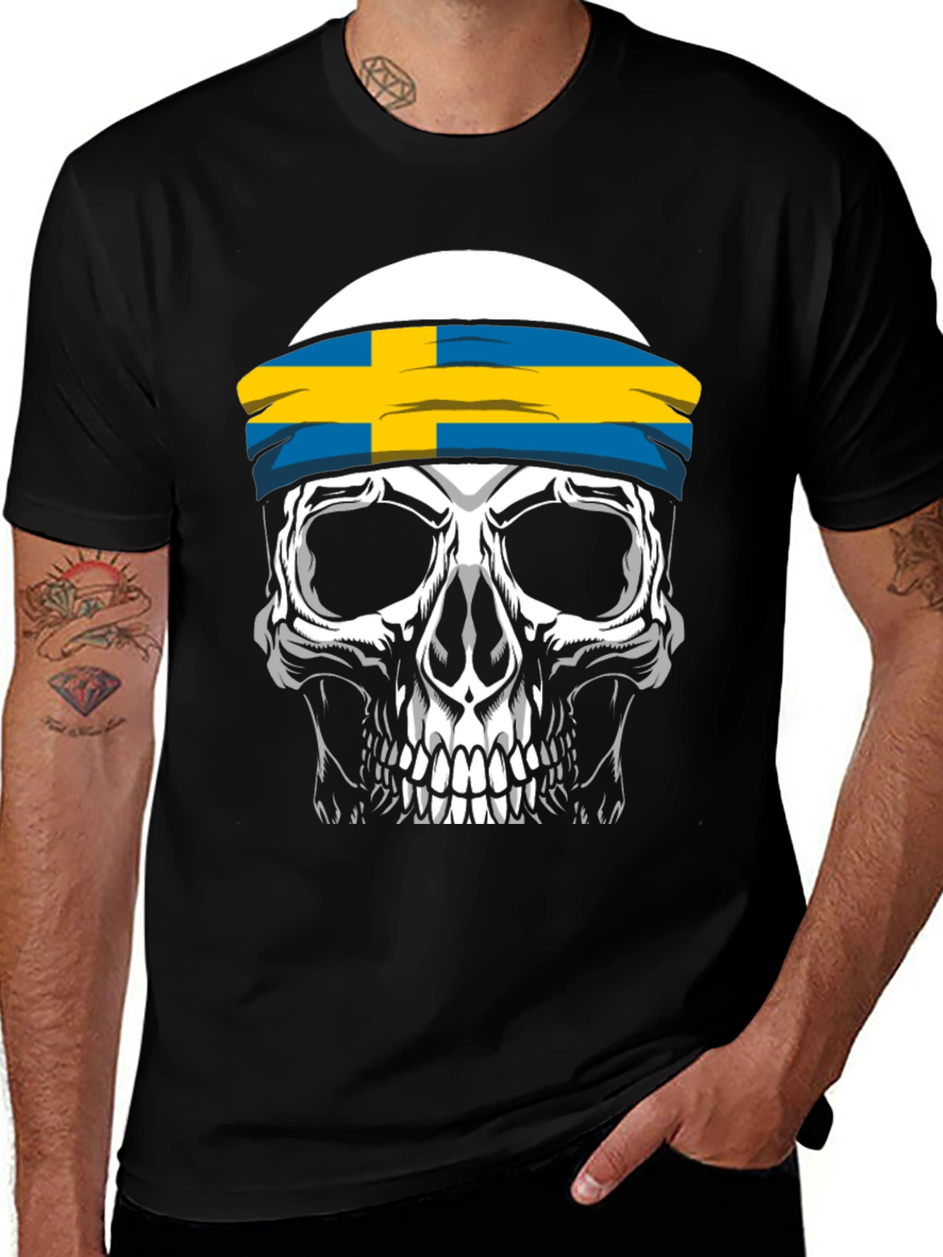 Variant 18 of Skull Sweden Flag T-Shirt