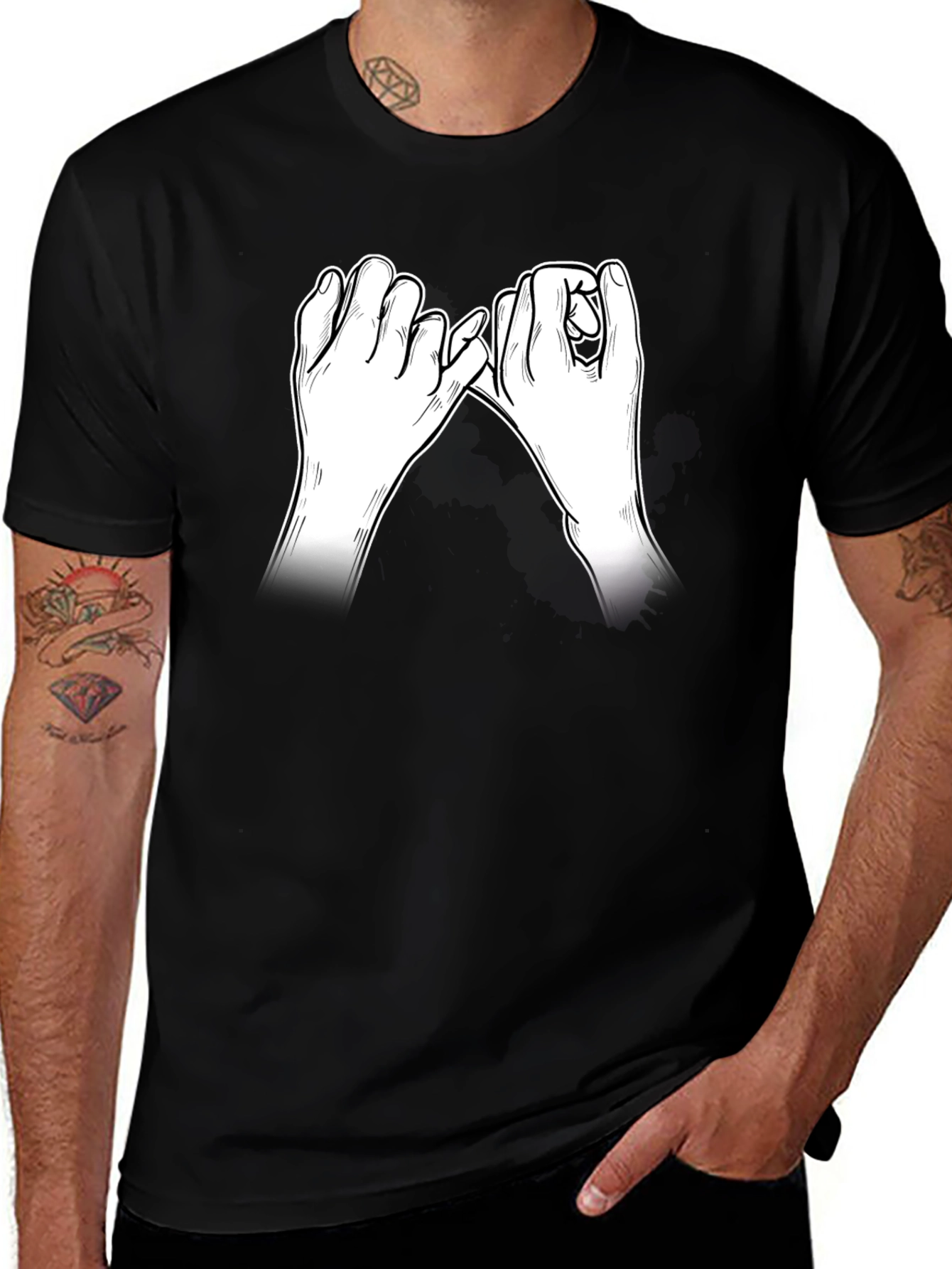 Variant 18 of Promise Hands Graphic Black T-Shirt