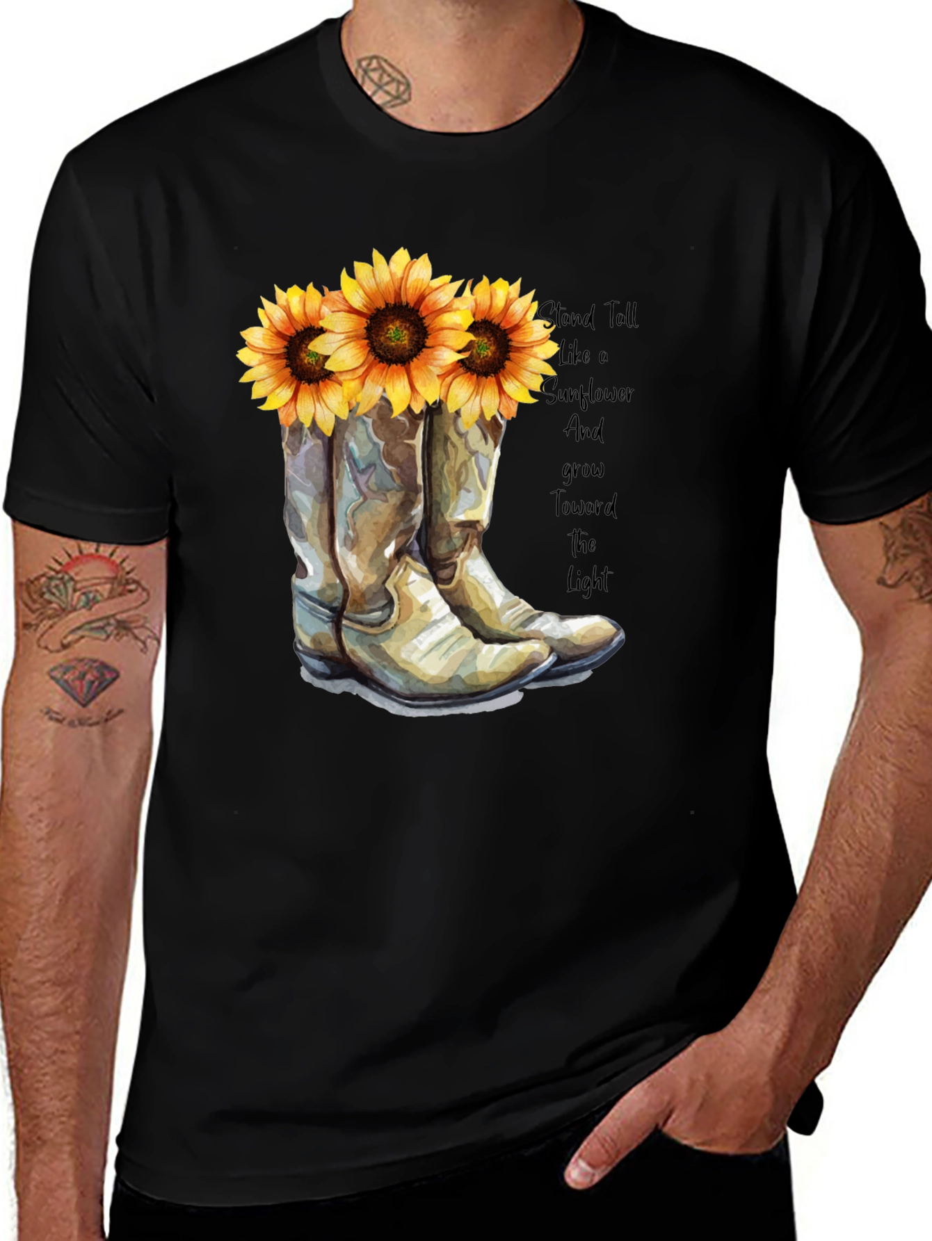 Variant 21 of Sunflower Cowboy Boots T-Shirt - Country Chic