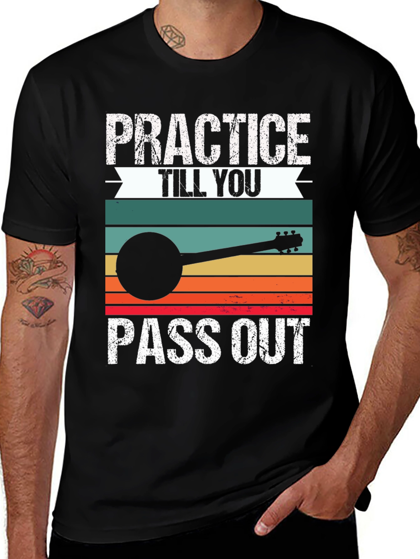 Black Practice Till You Pass Out Banjo T-Shirt main image