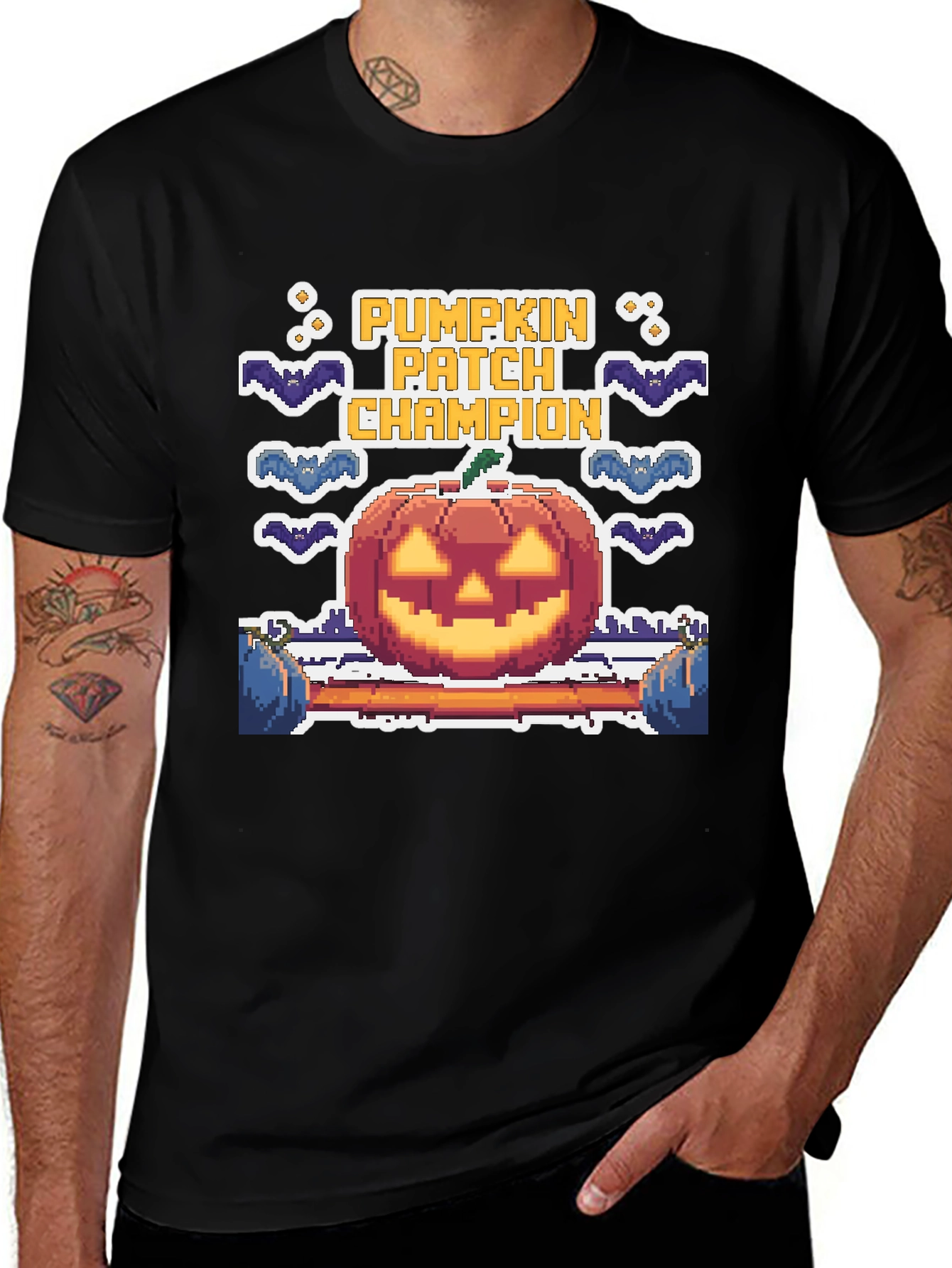 Pumpkin Patch Champion Halloween Pixel Art T-Shirt