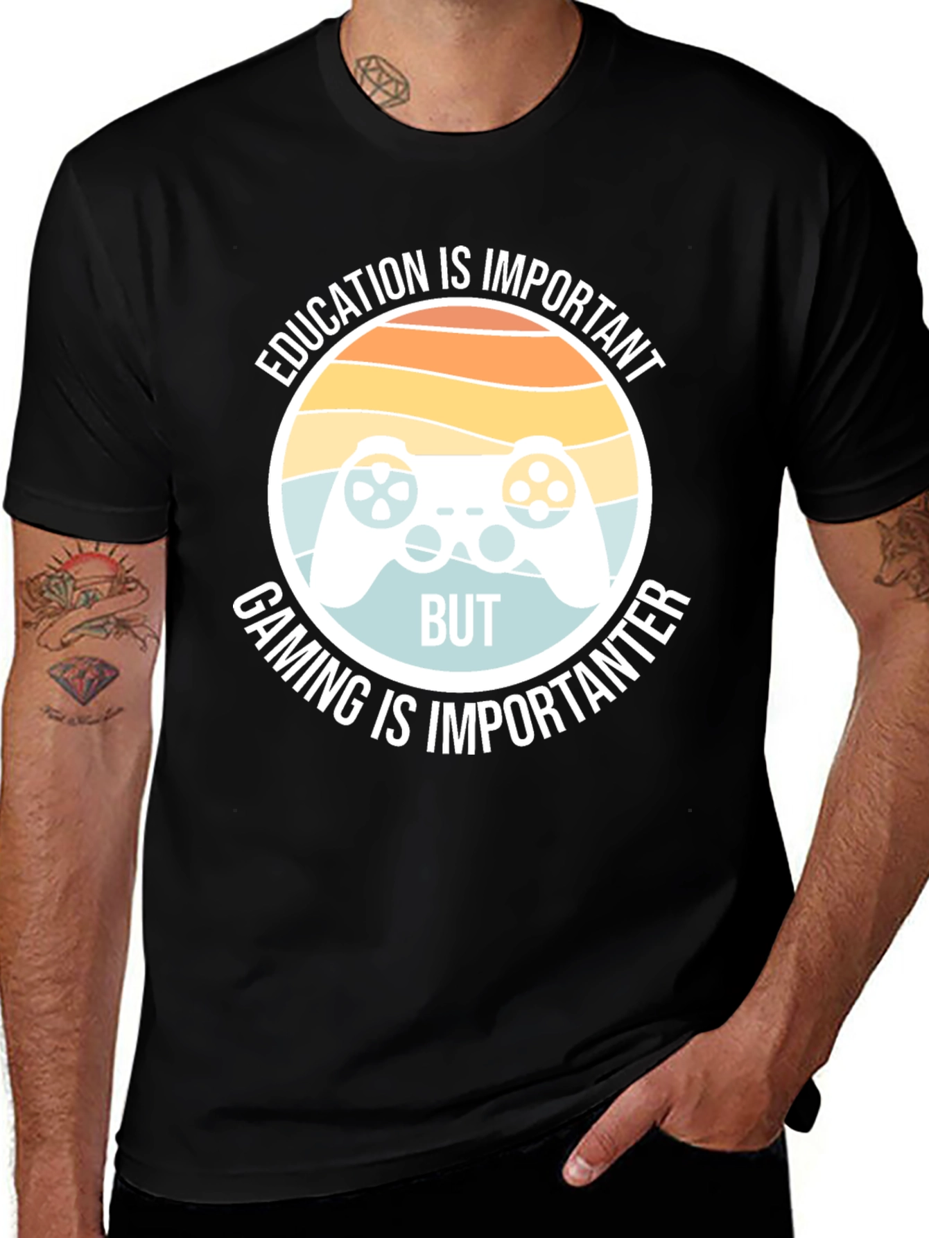Funny Gamer T-Shirt - Education vs Gaming