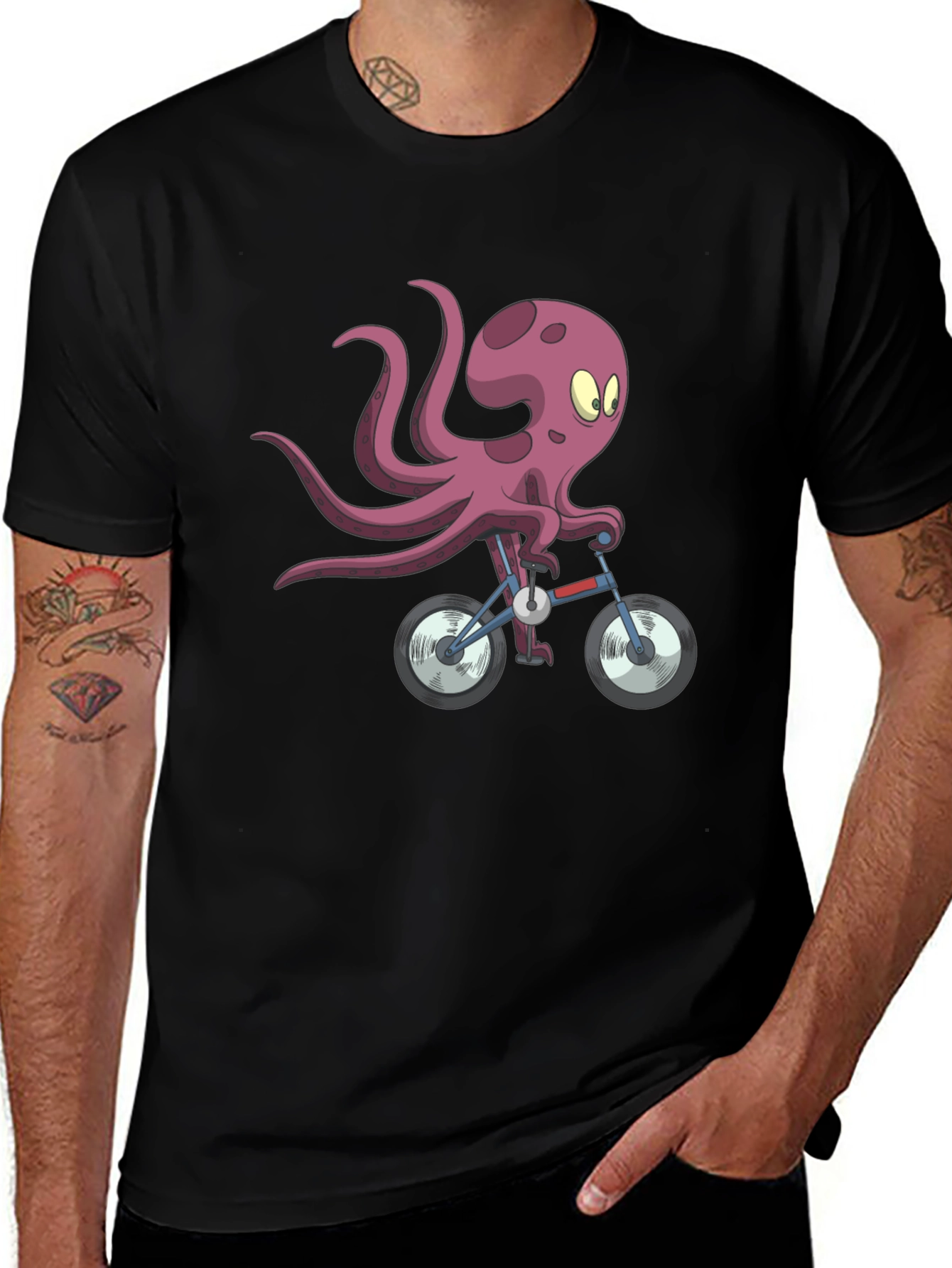 Variant 16 of Octopus on Bike Graphic T-Shirt - Quirky & Cool Design