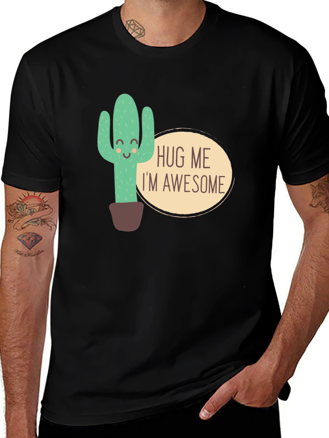 Variant 20 of Hug Me I'm Awesome Cactus Graphic T-Shirt