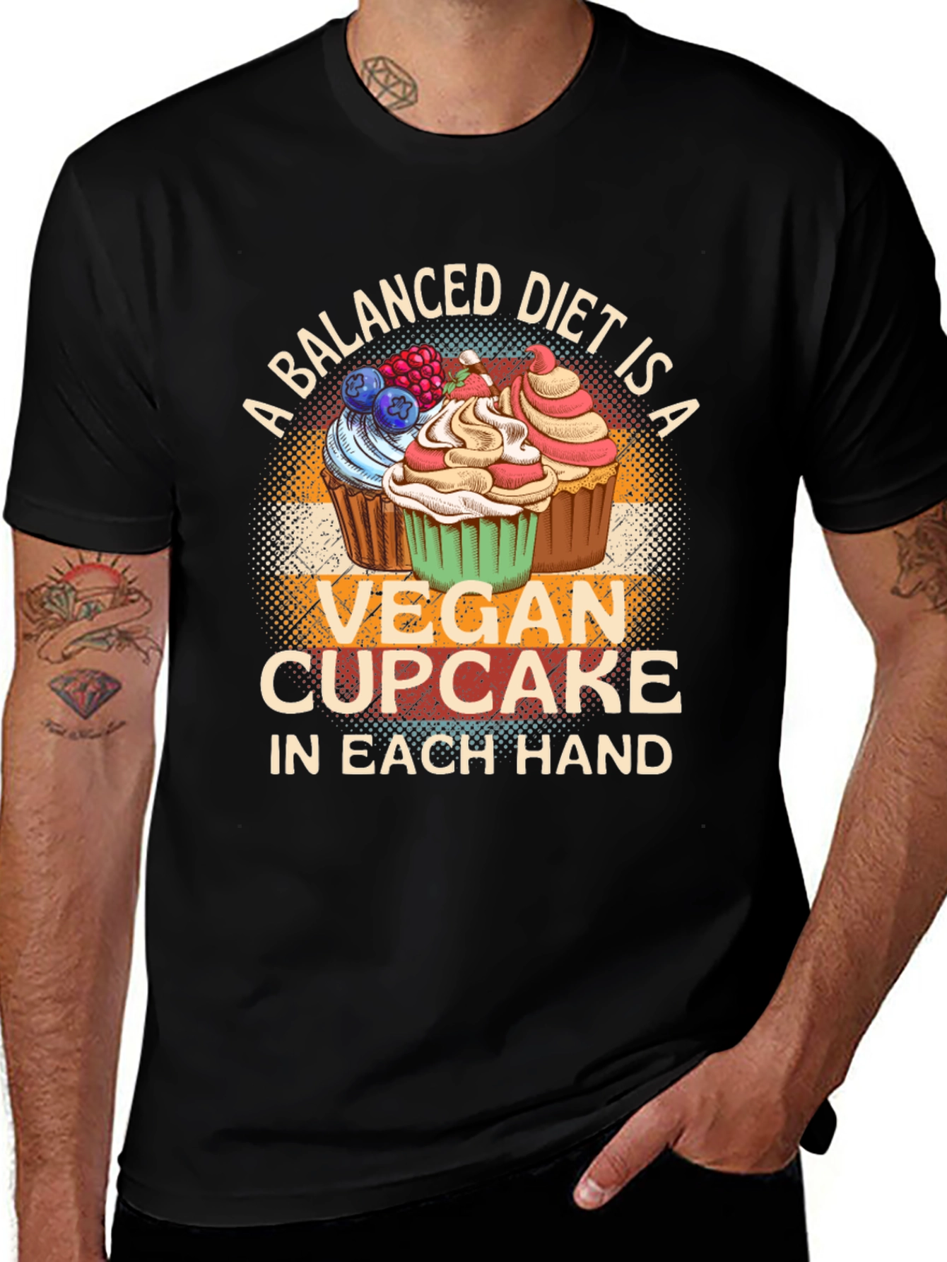 Variant 29 of Vegan Cupcake Balanced Diet T-Shirt