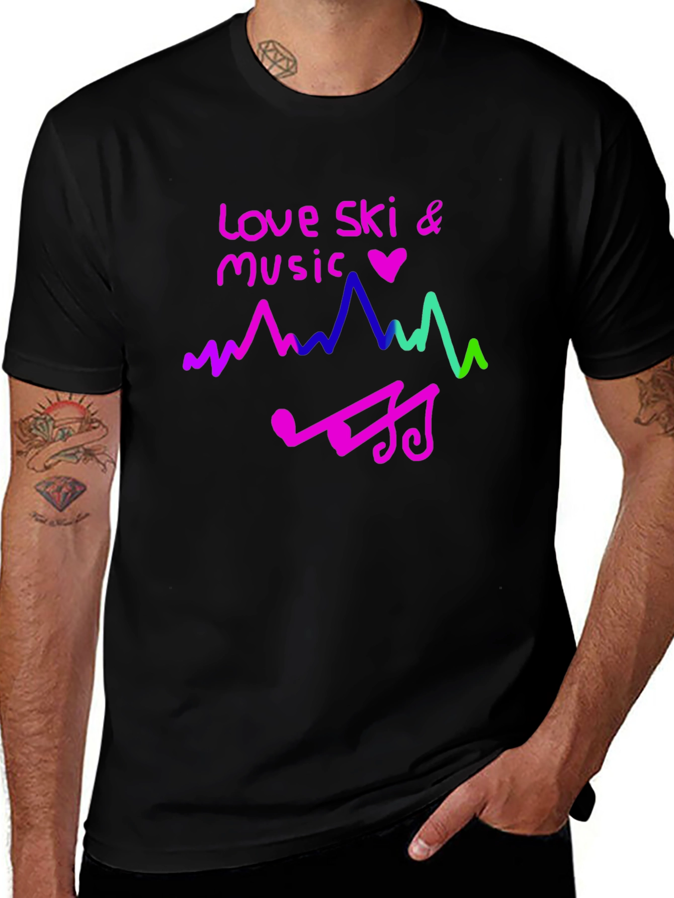 Variant 7 of Love Ski and Music Graphic T-Shirt