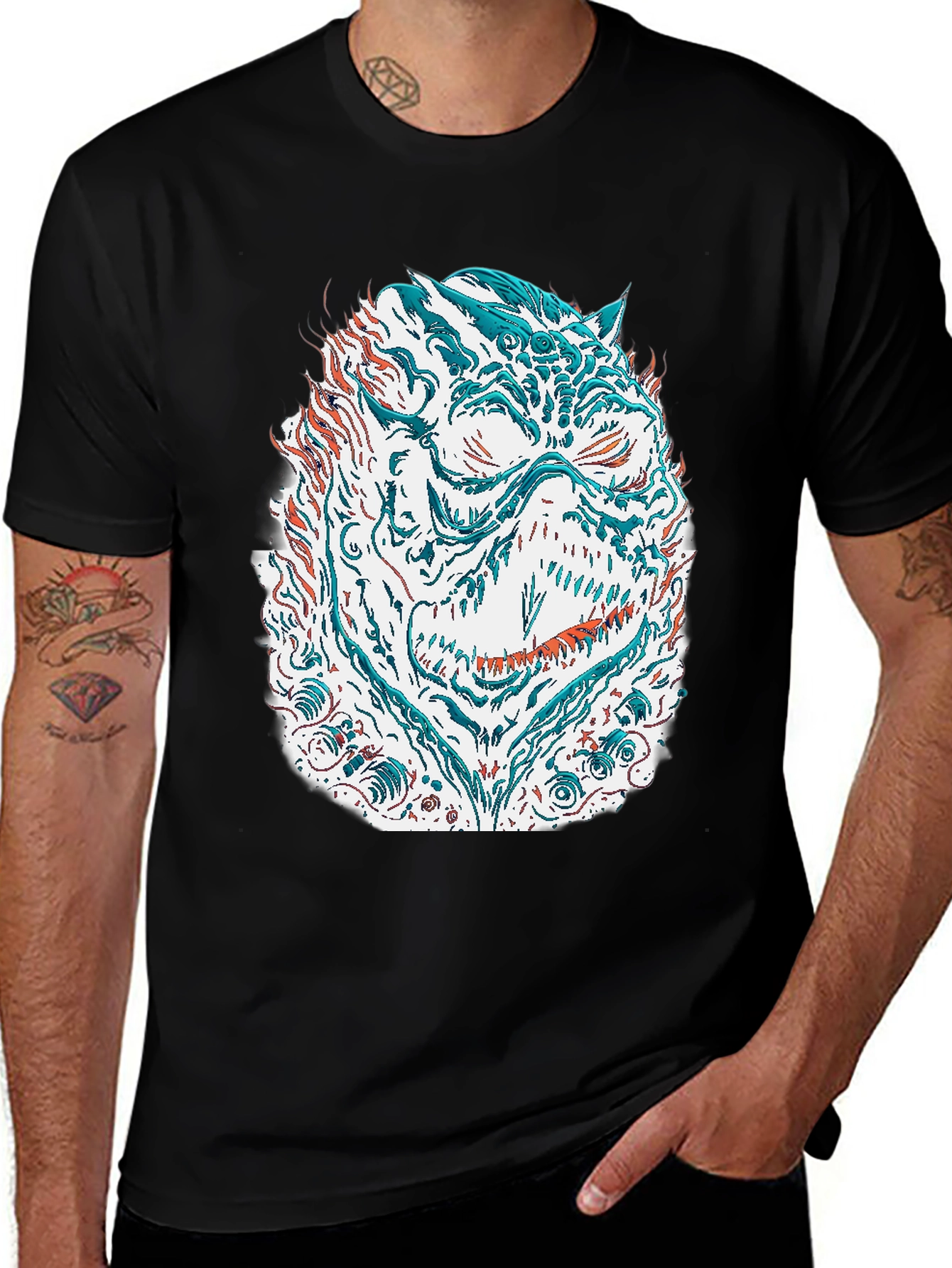 Variant 29 of Monster Graphic Tee - Black Cotton Blend