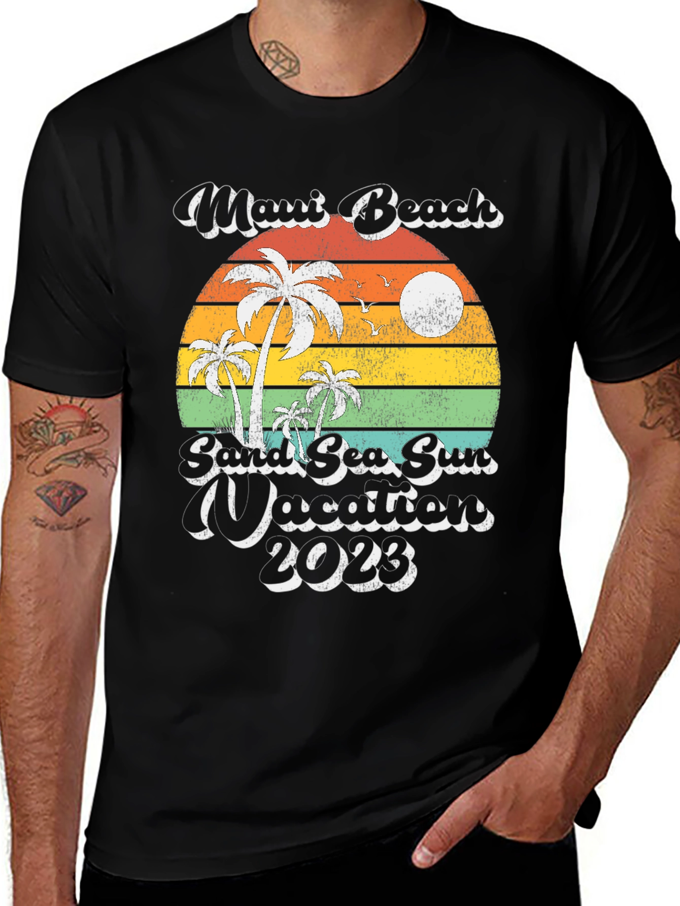 Variant 26 of Maui Beach Vacation 2023 Black T-Shirt