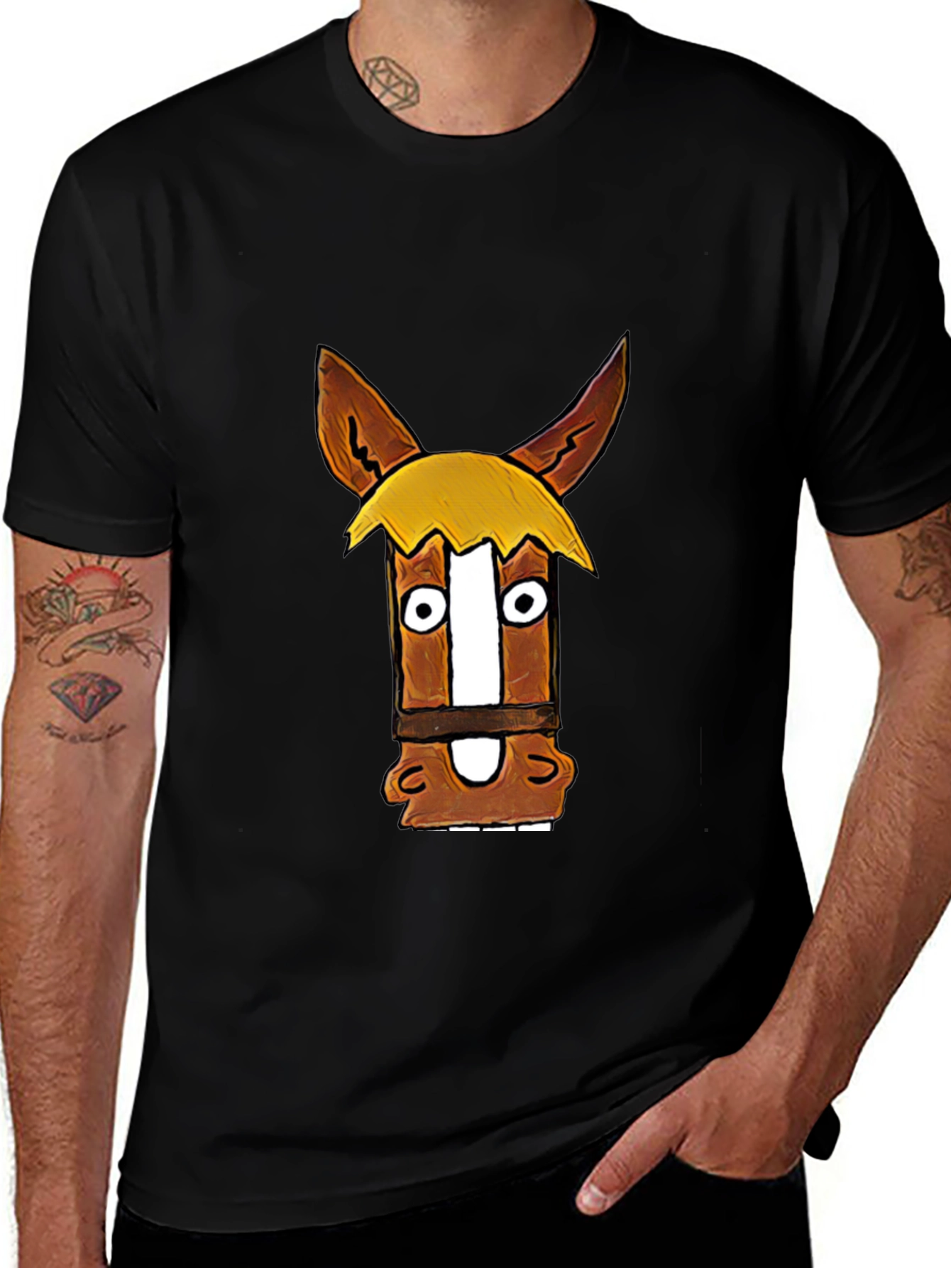 Variant 18 of Funny Horse Graphic Black T-Shirt