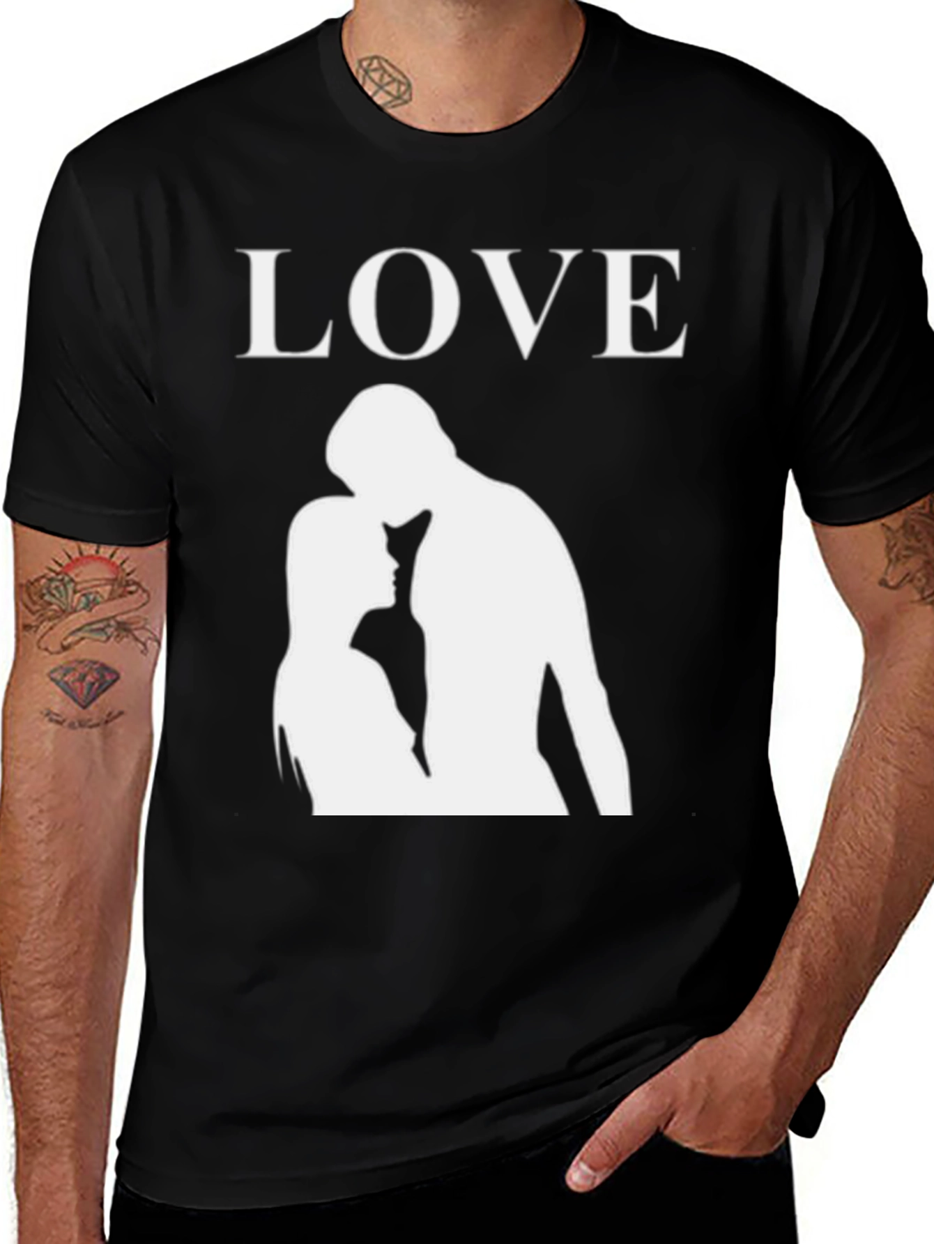 Variant 27 of Love Silhouette Graphic Tee - Stylish Black T-Shirt