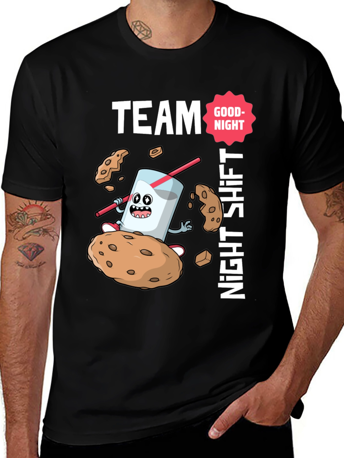 Variant 26 of Team Night Shift Cookie & Milk T-Shirt