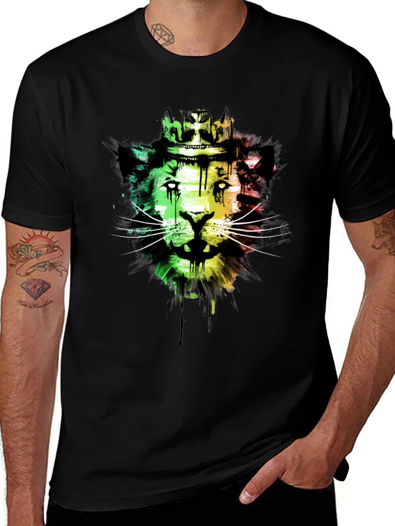 Lion King Crown Graphic Black T-Shirt