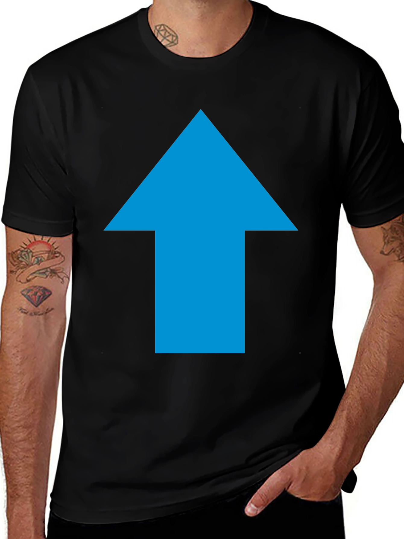 Variant 24 of Upward Blue Arrow Graphic Black Tee