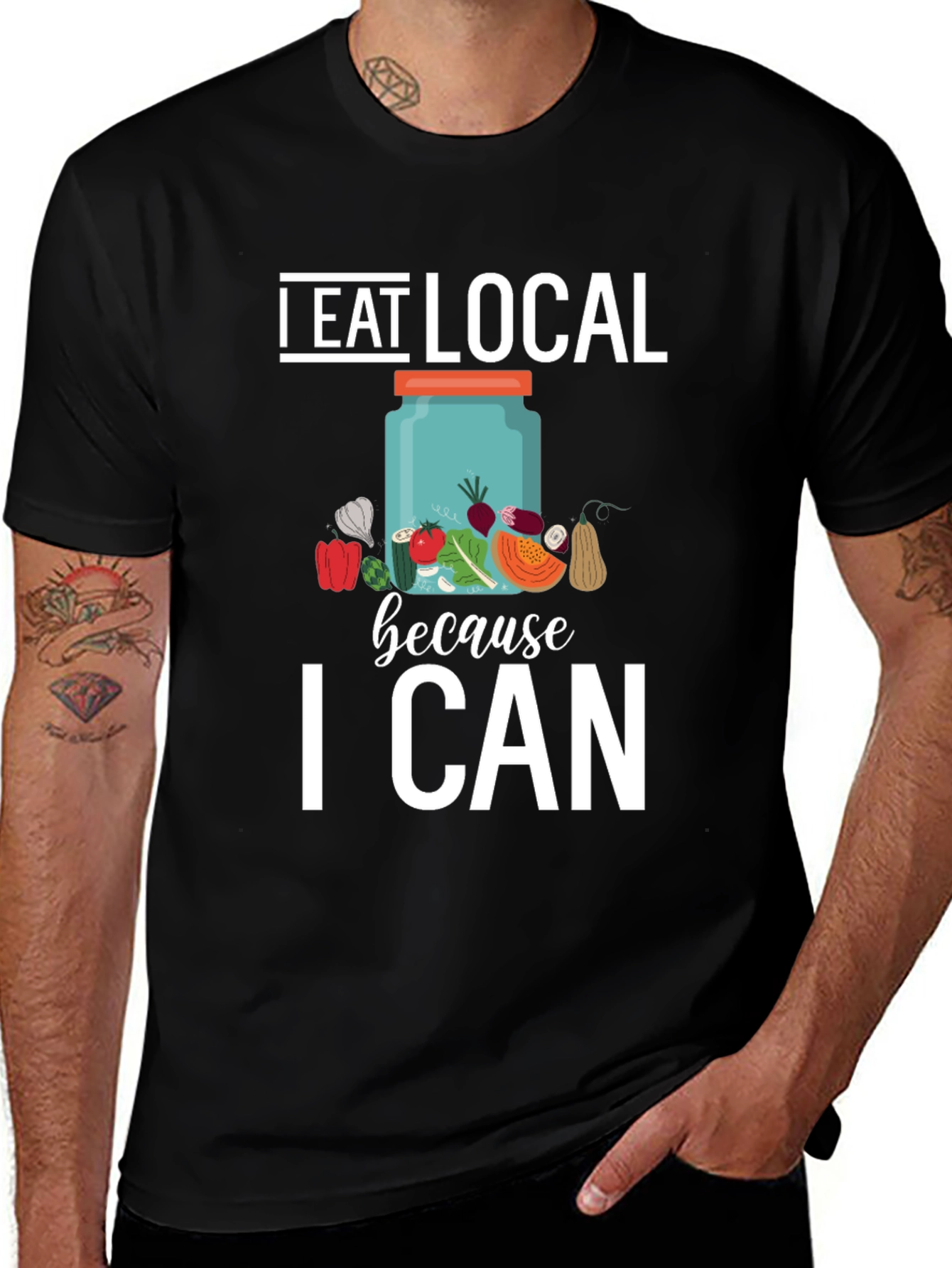 Variant 18 of Eat Local I Can T-Shirt - Foodie Graphic Tee