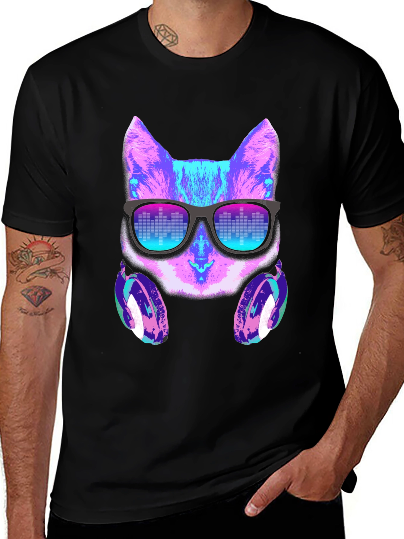 Variant 5 of Cat DJ Graphic Tee - Party Ready Style