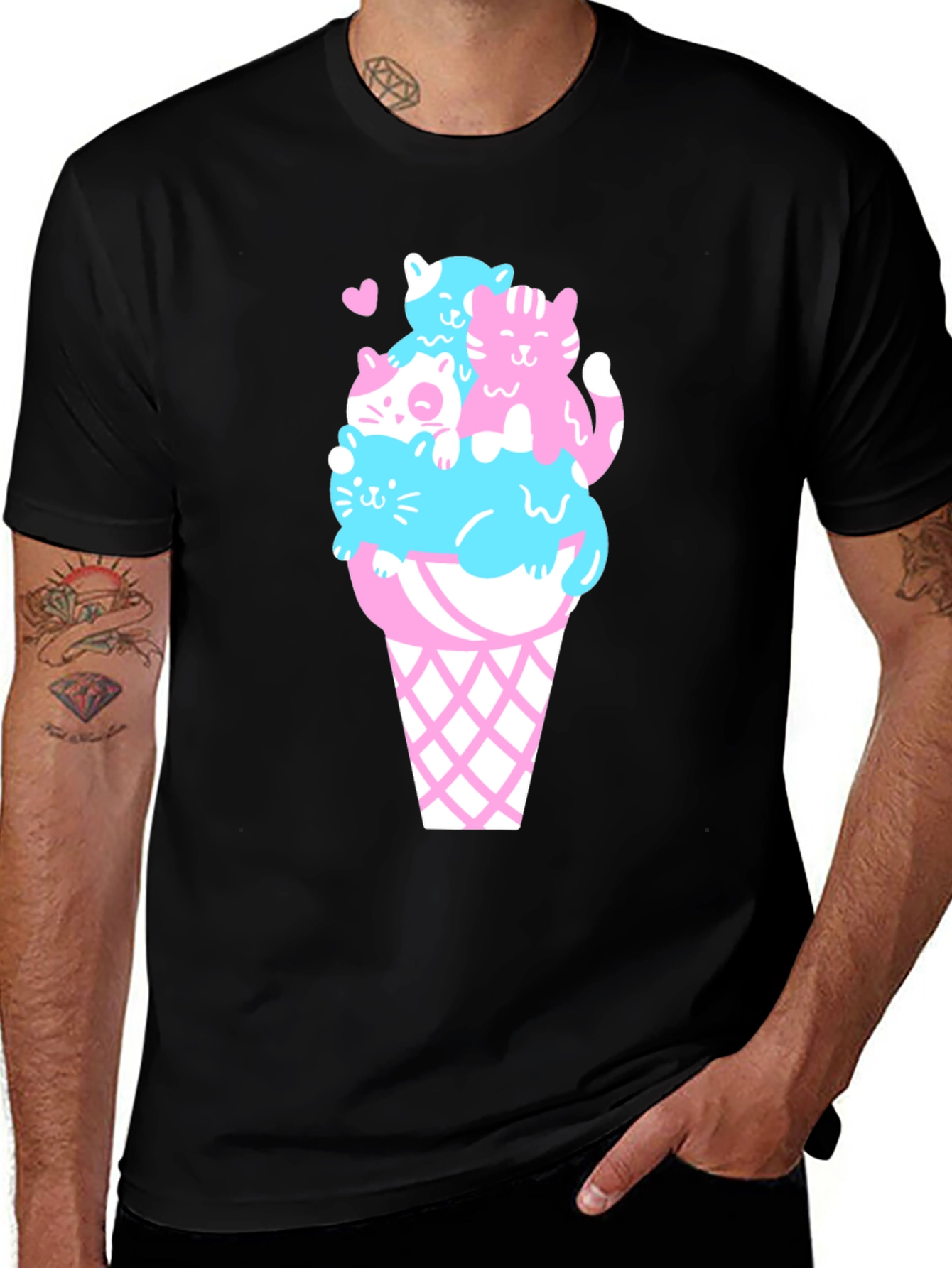 Variant 28 of Cute Cats Ice Cream Cone Graphic Tee
