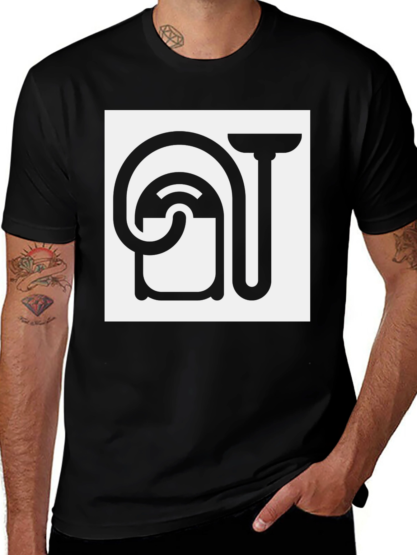 Black Abstract Plumbing Graphic Tee main image