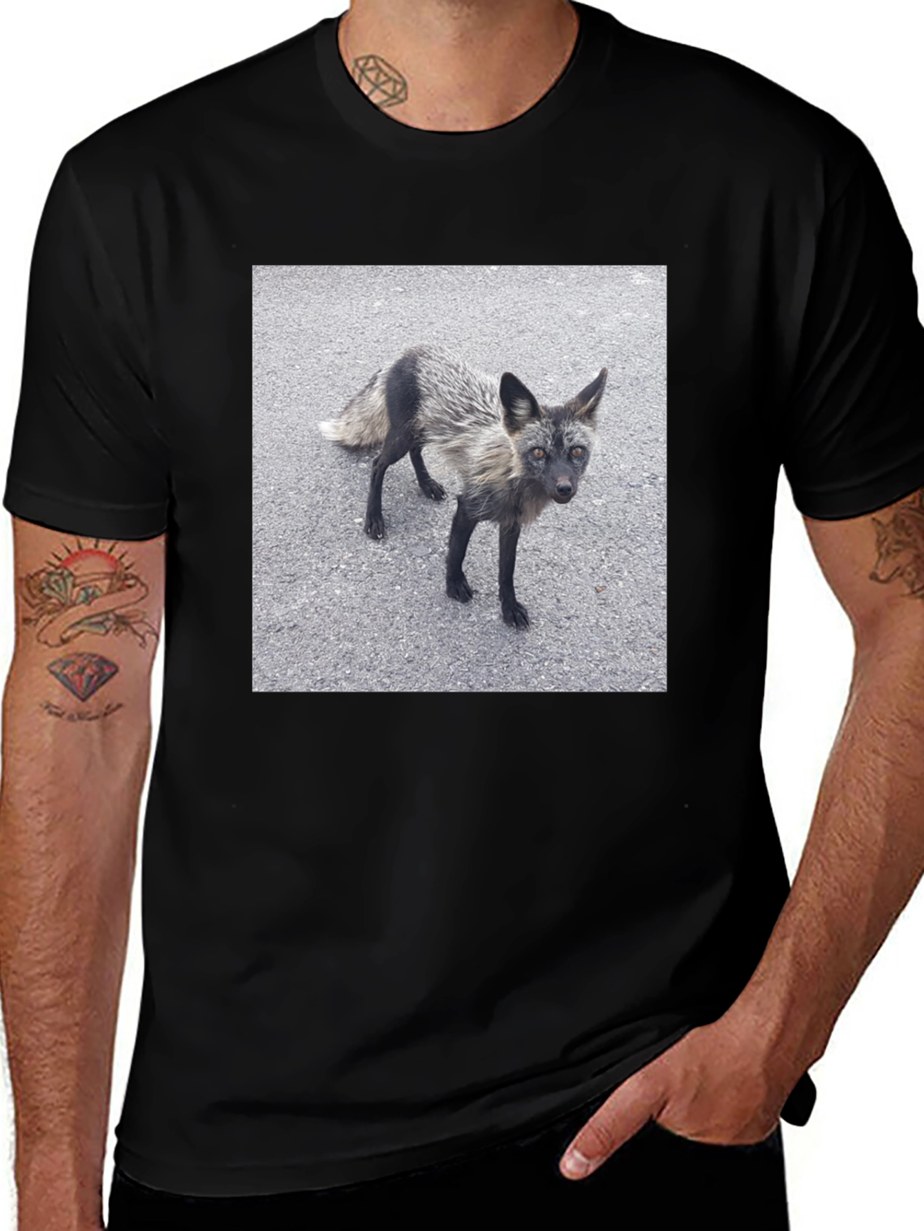 Variant 30 of Black T-Shirt with Fox Graphic
