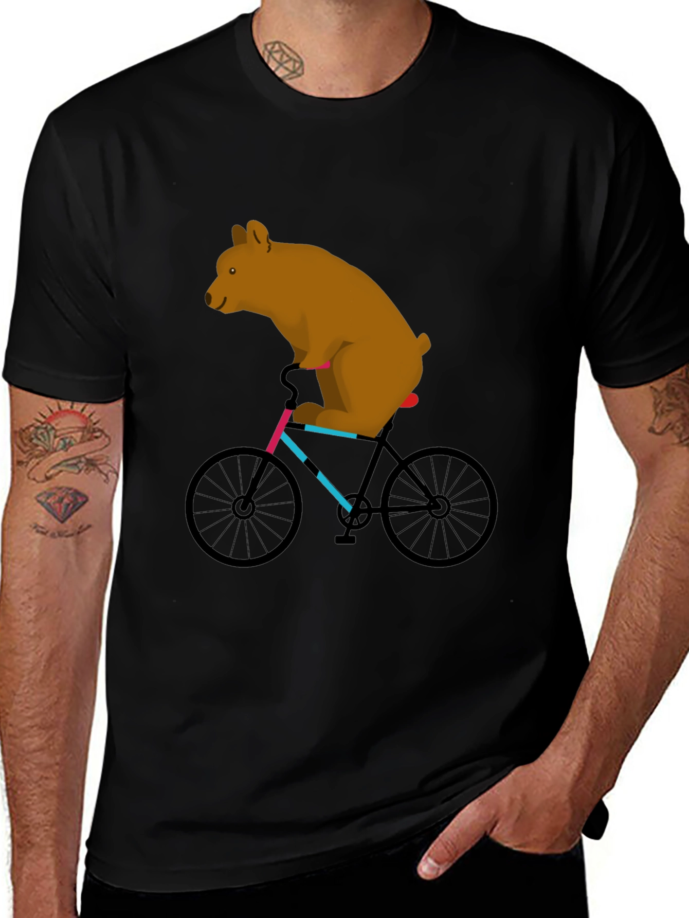 Variant 3 of Bear on Bike Graphic Tee - Funny Casual Shirt