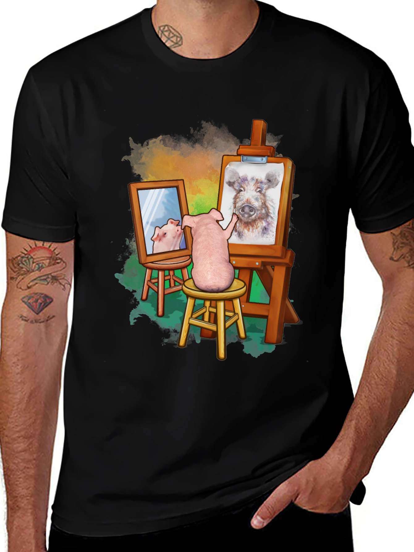 Variant 27 of Funny Pig Artist T-Shirt