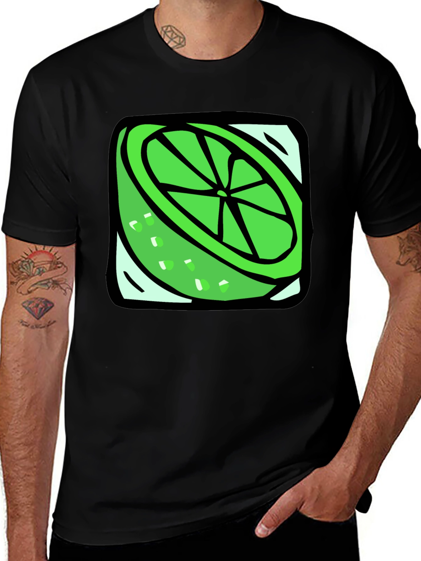 Black Lime Slice Graphic Tee - Fresh & Fun Design main image