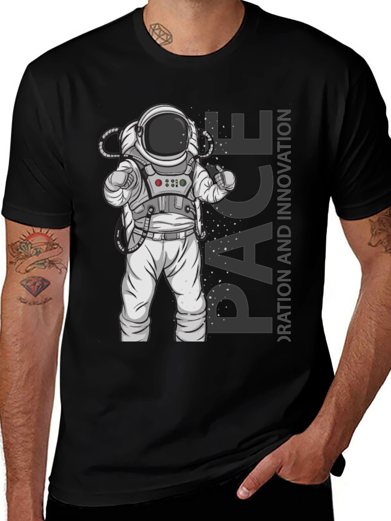 Variant 15 of Astronaut Space Exploration Black T-Shirt