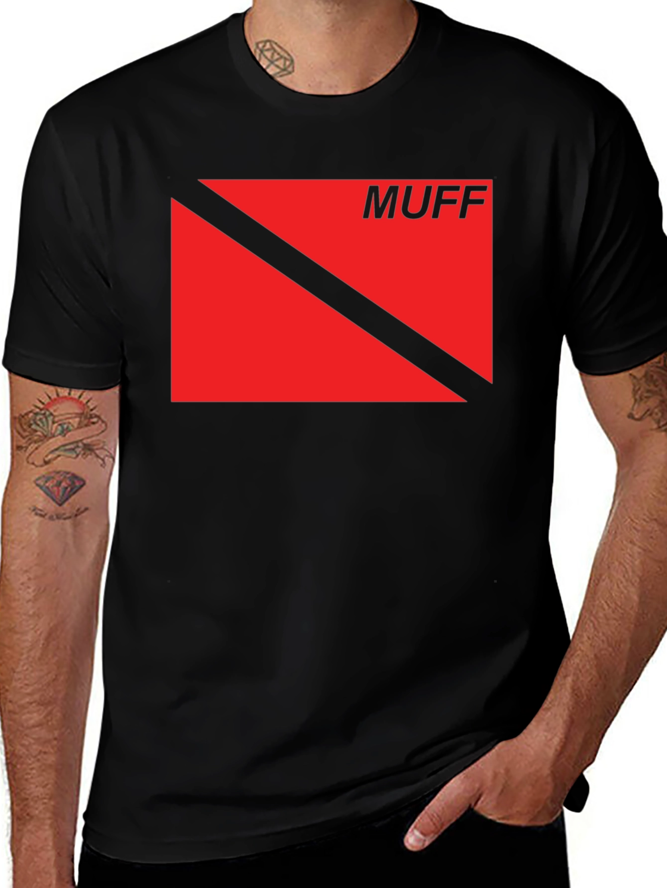 Variant 17 of Diver Down Muff T-Shirt - Black Cotton Tee