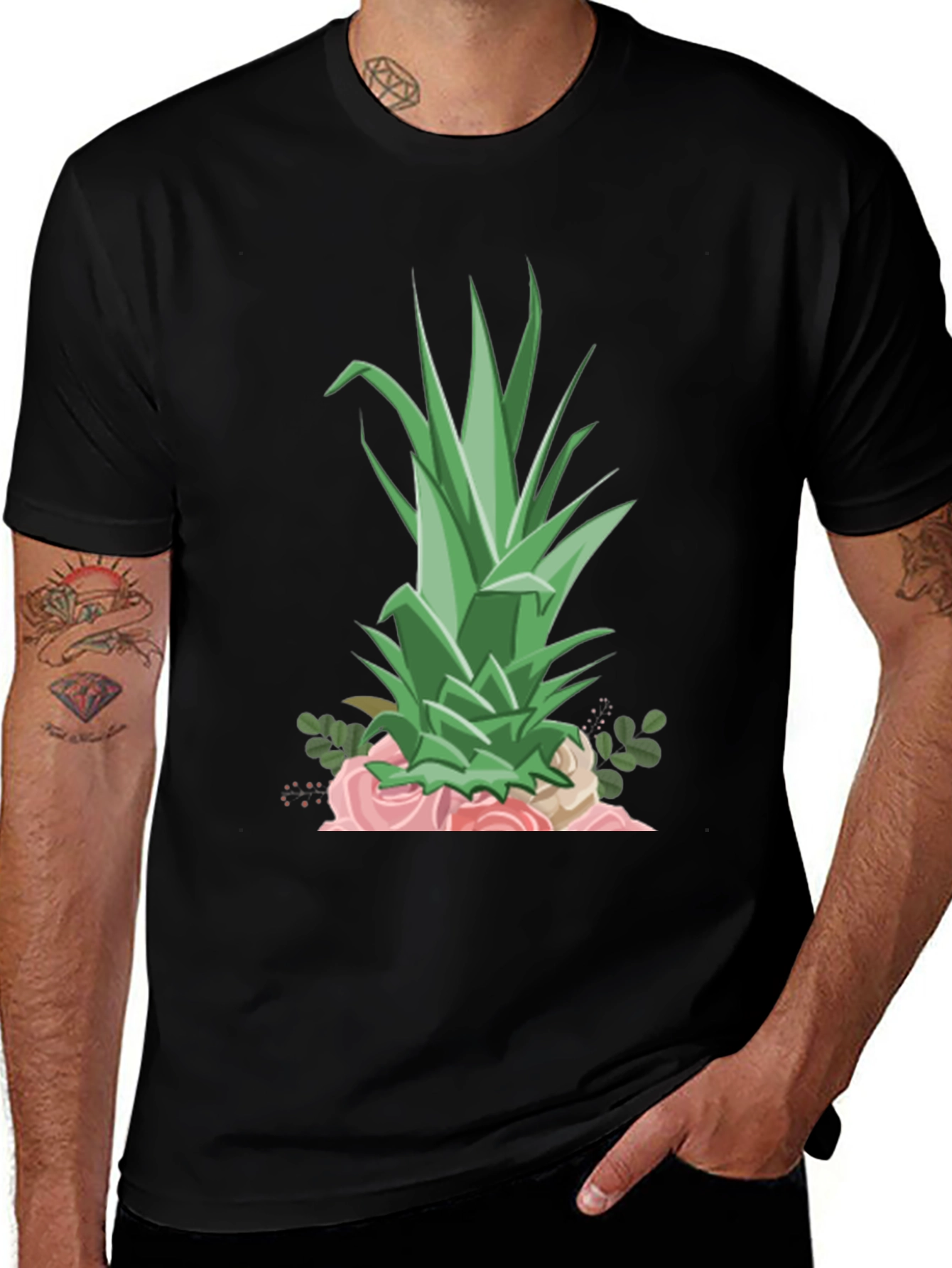 Variant 17 of Pineapple & Roses Graphic Tee - Stylish Summer Shirt