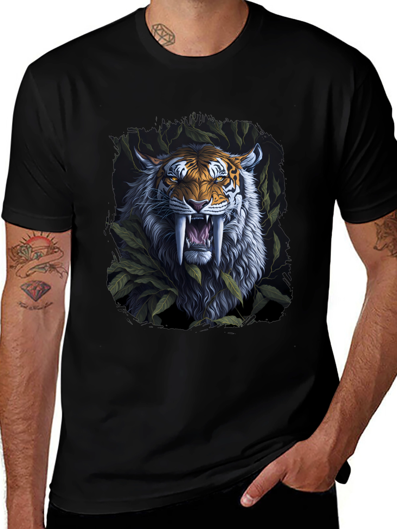 Variant 6 of Tiger Graphic T-Shirt - Men's Crew Neck