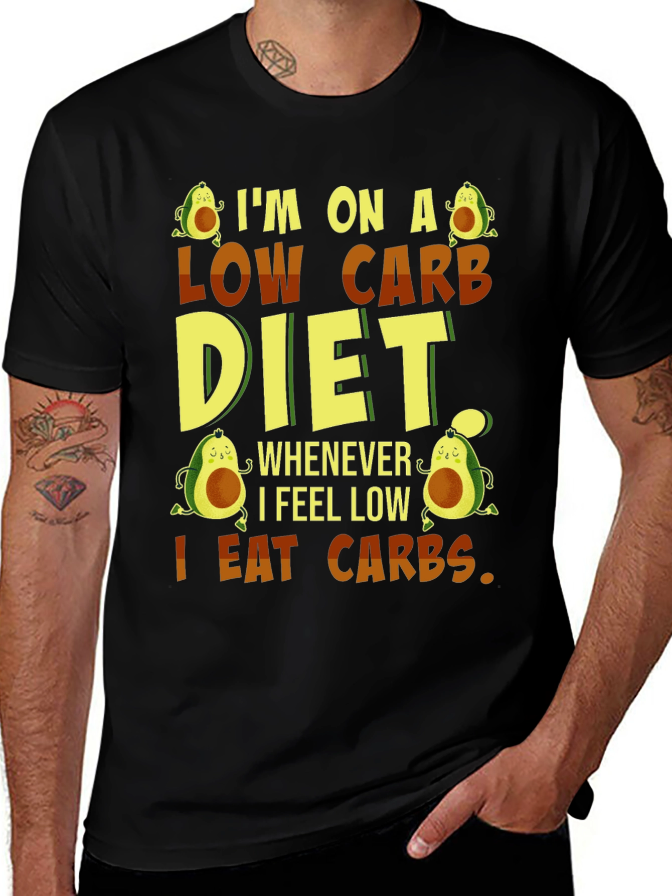 Black Low Carb Diet Funny T-Shirt main image