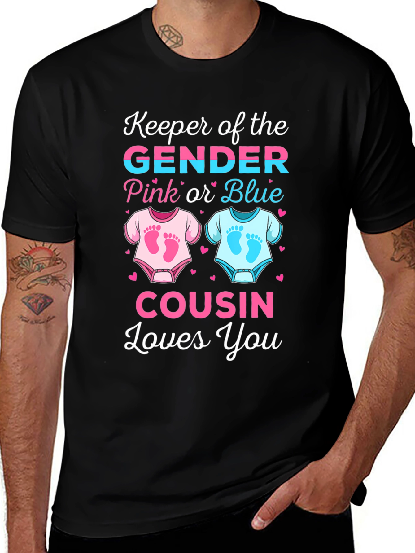 Variant 8 of Gender Reveal Cousin T-Shirt - Pink or Blue