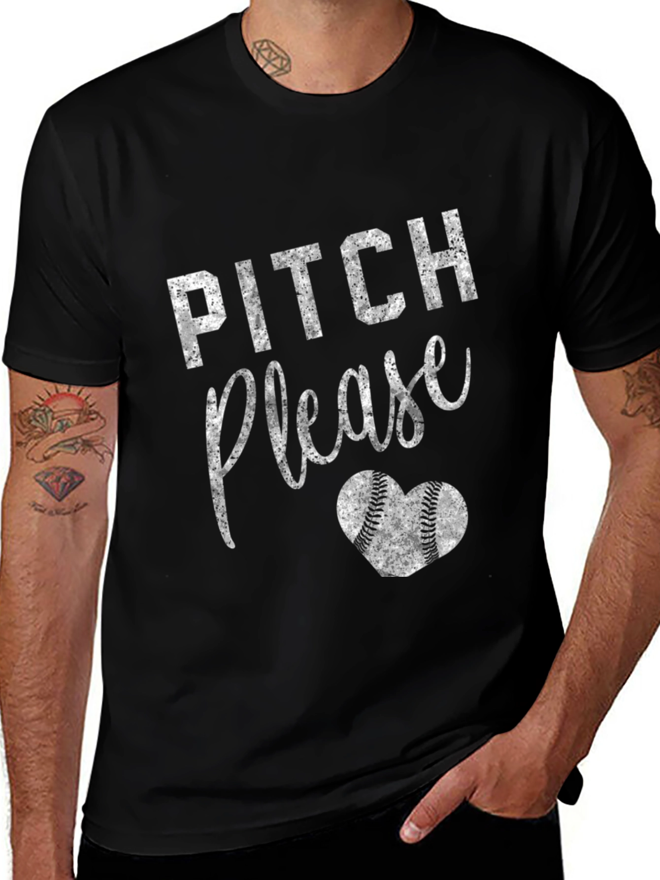 Variant 14 of Pitch Please Baseball Heart Graphic Tee