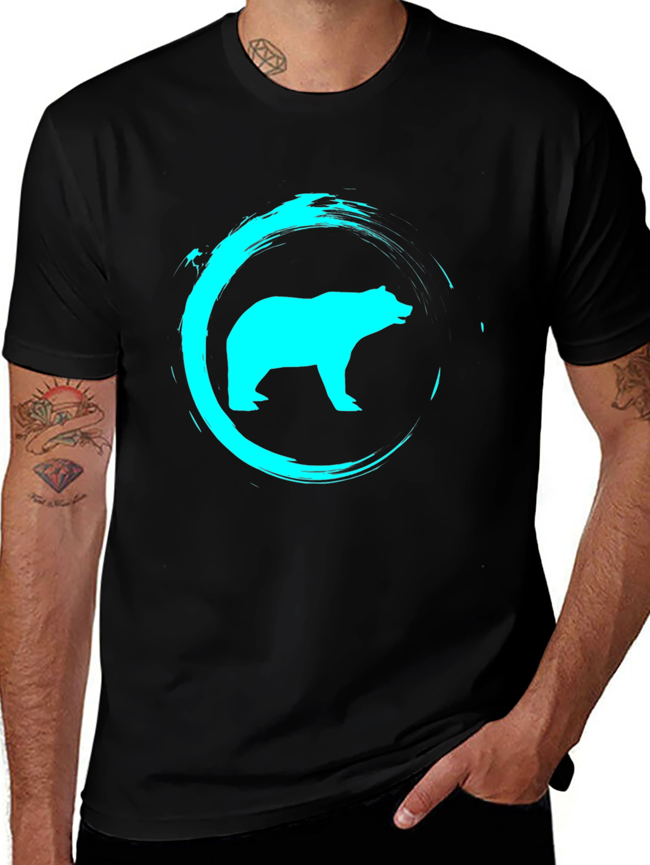 Variant 21 of Cool Bear Graphic Print Black T-Shirt