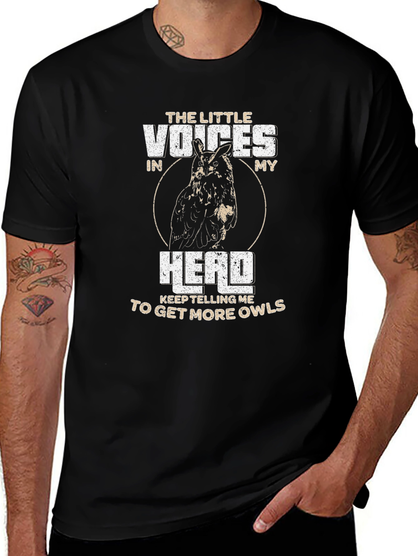 Variant 17 of Funny Owl T-Shirt: The Little Voices In My Head