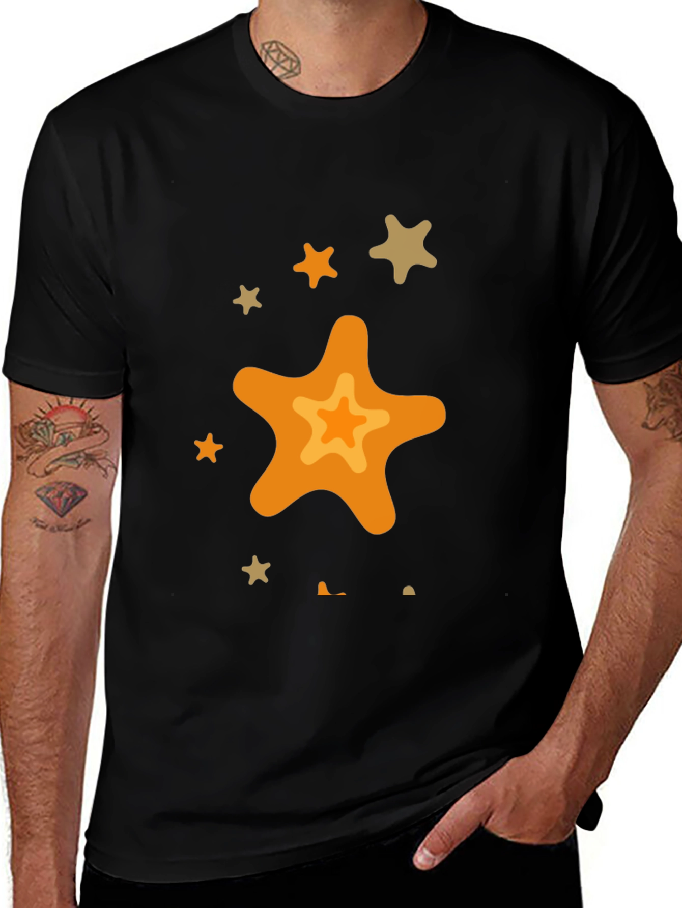 Variant 4 of Star Graphic Black T-Shirt - Casual Style