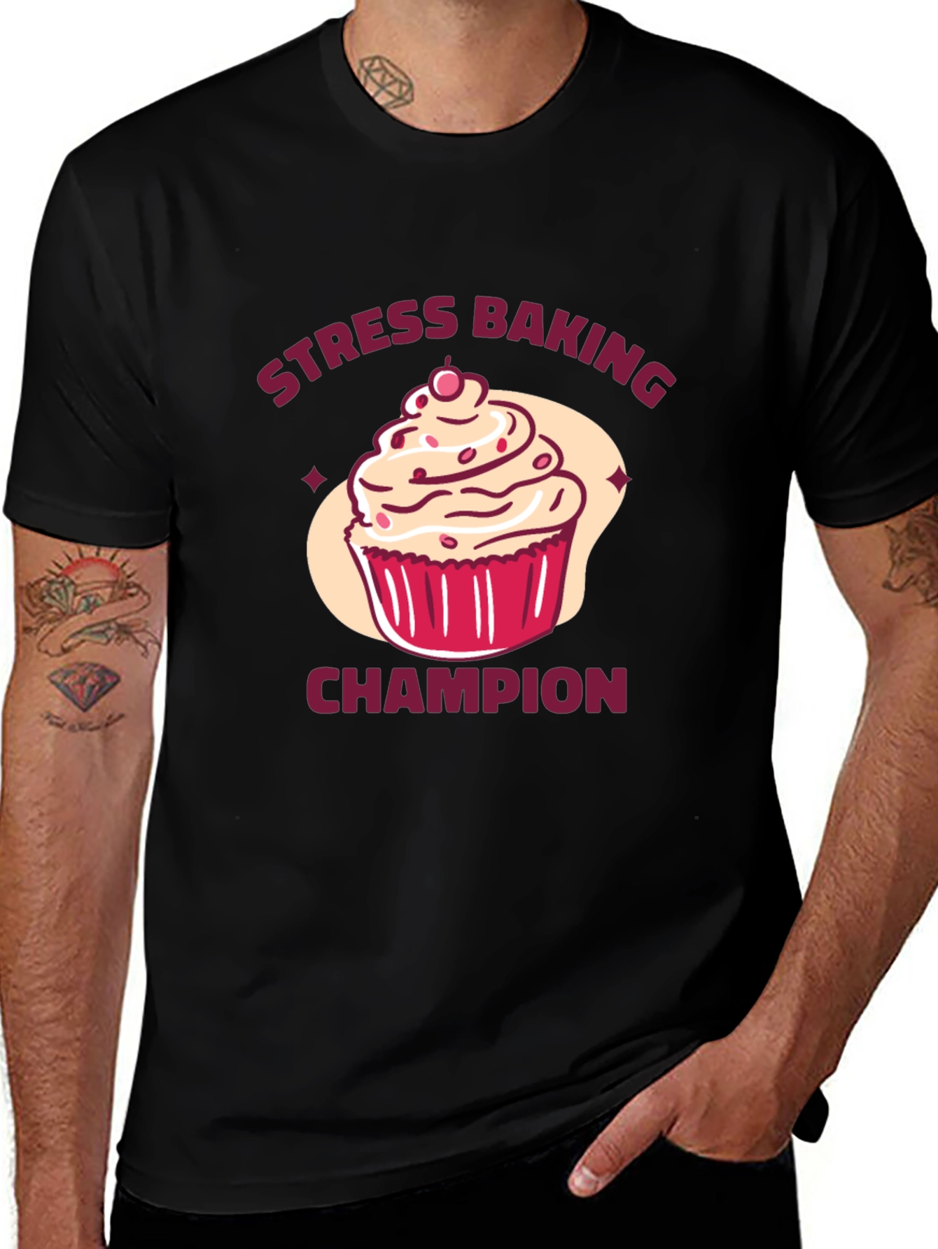 Stress Baking Champion T-Shirt - Cupcake Graphic Tee