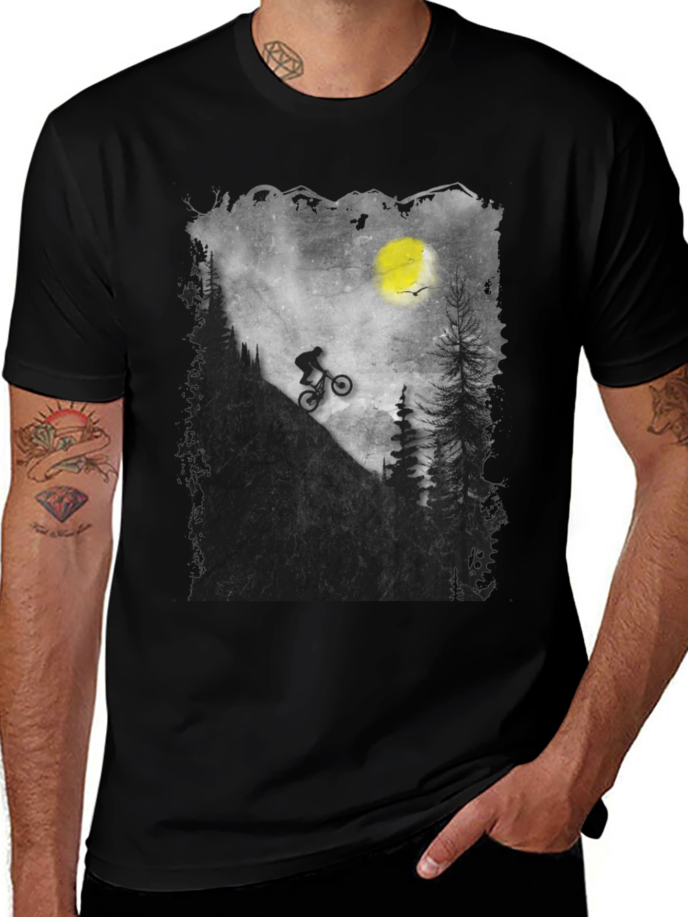 Black Mountain Biker Silhouette Graphic Tee main image
