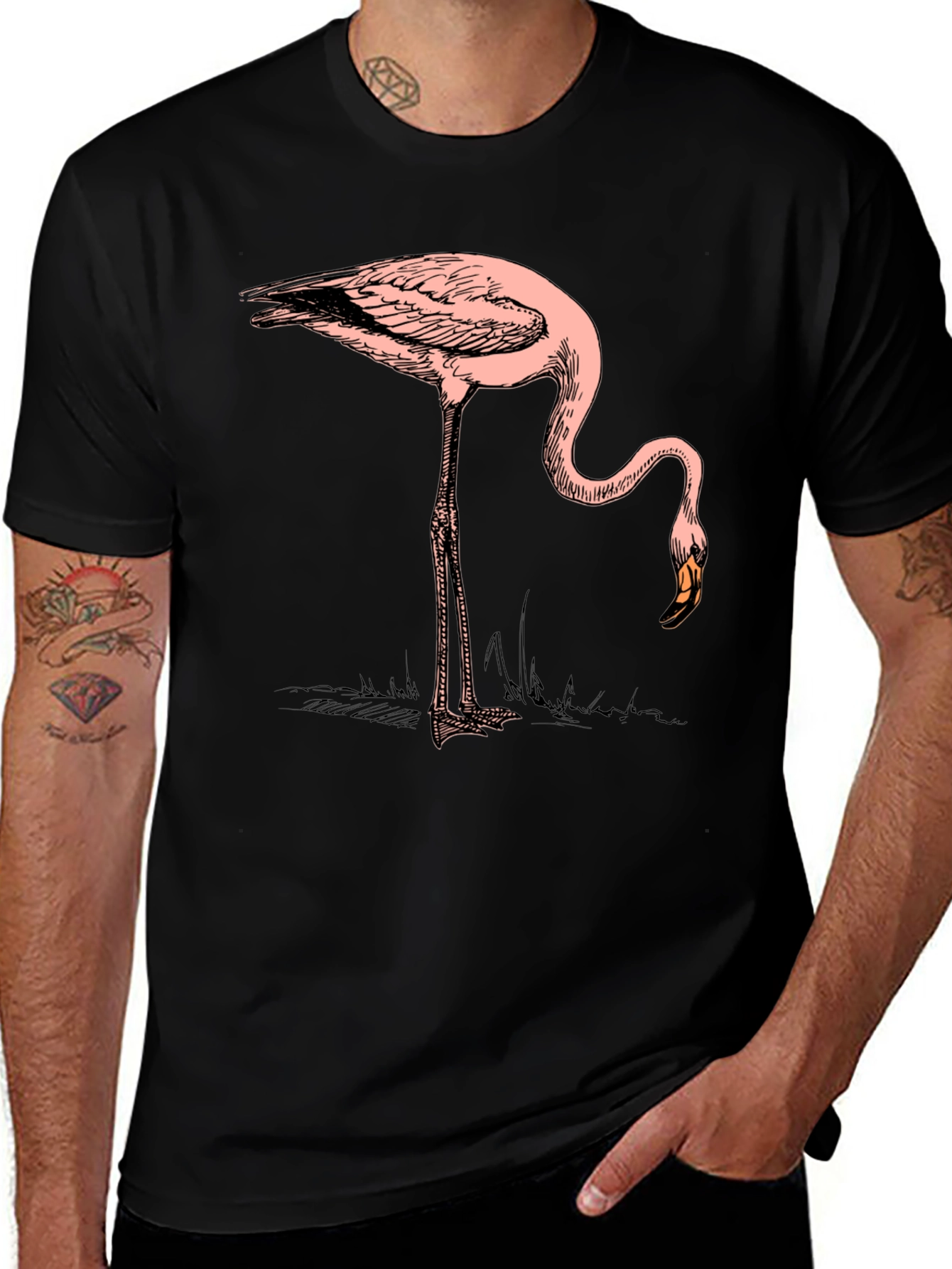 Variant 22 of Black T-Shirt with Flamingo Graphic