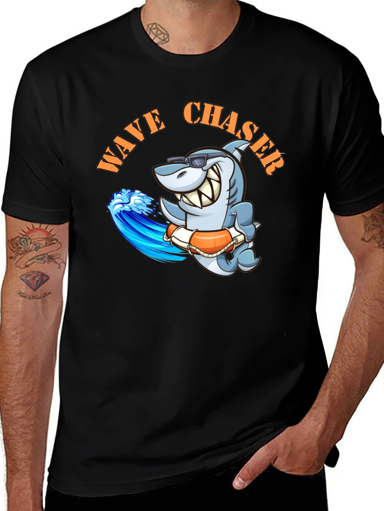 Variant 11 of Wave Chaser Shark Graphic Black T-Shirt