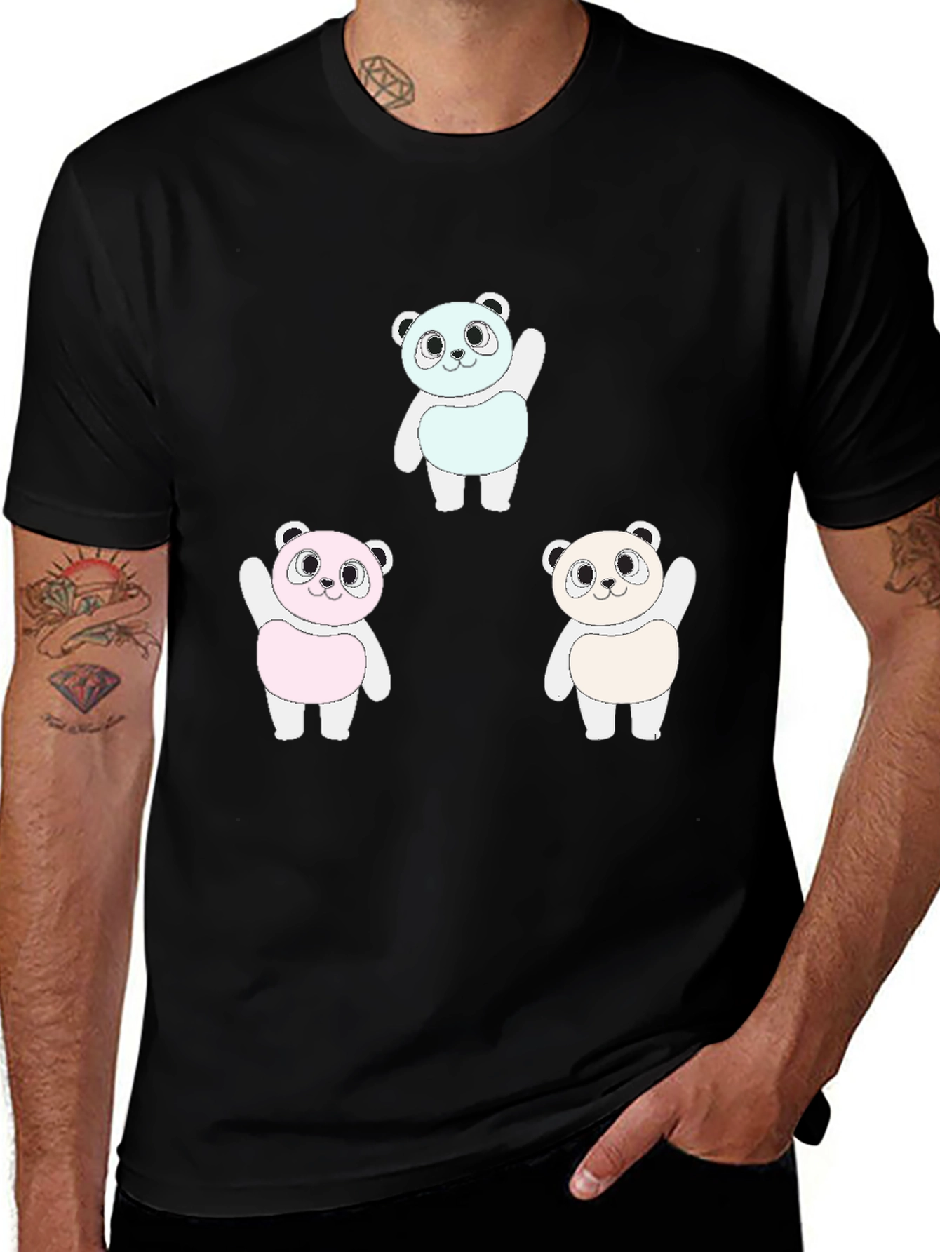 Variant 18 of Panda Print Black T-Shirt