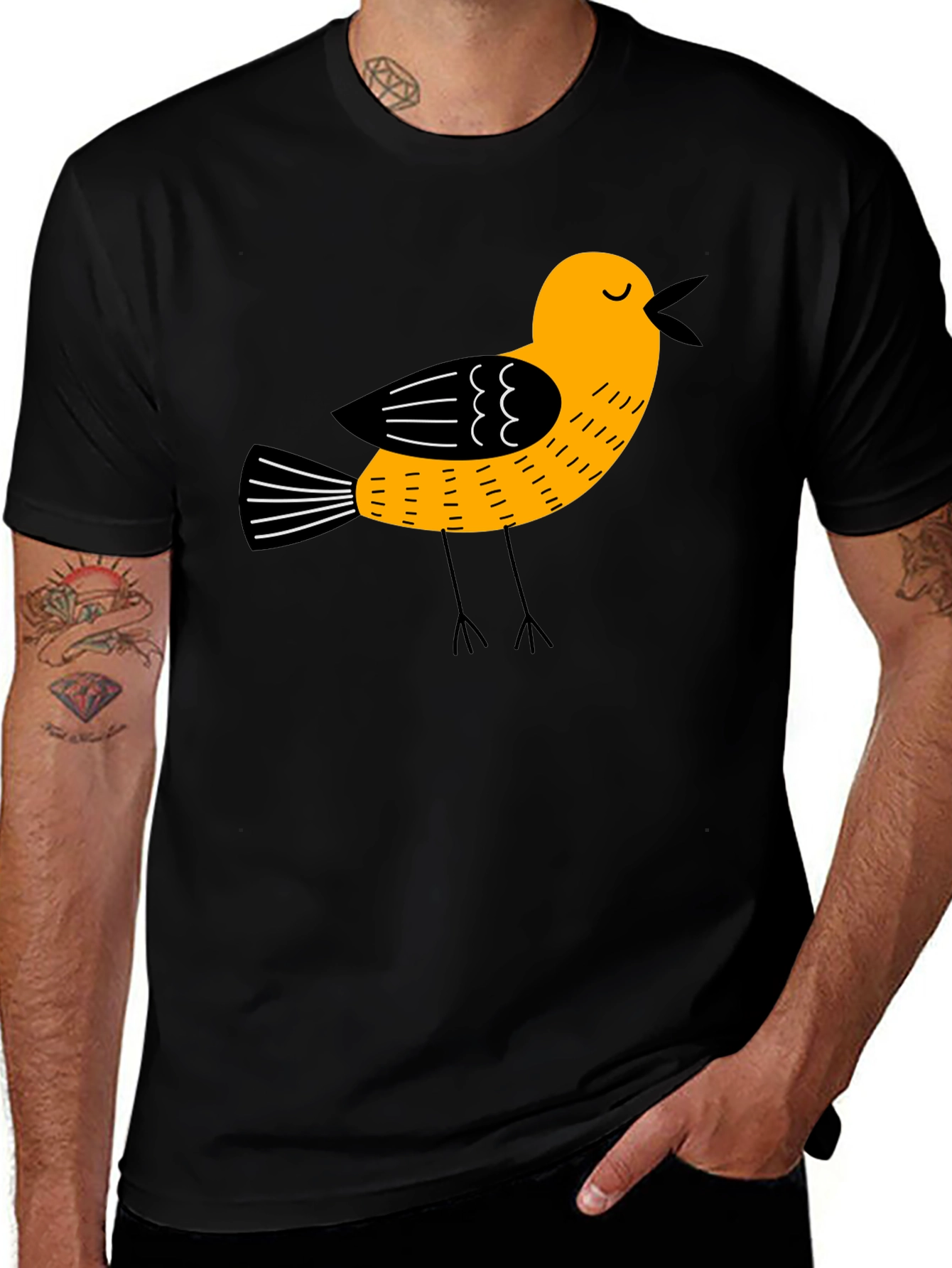 Variant 17 of Bird Graphic Tee - Men's Black T-Shirt