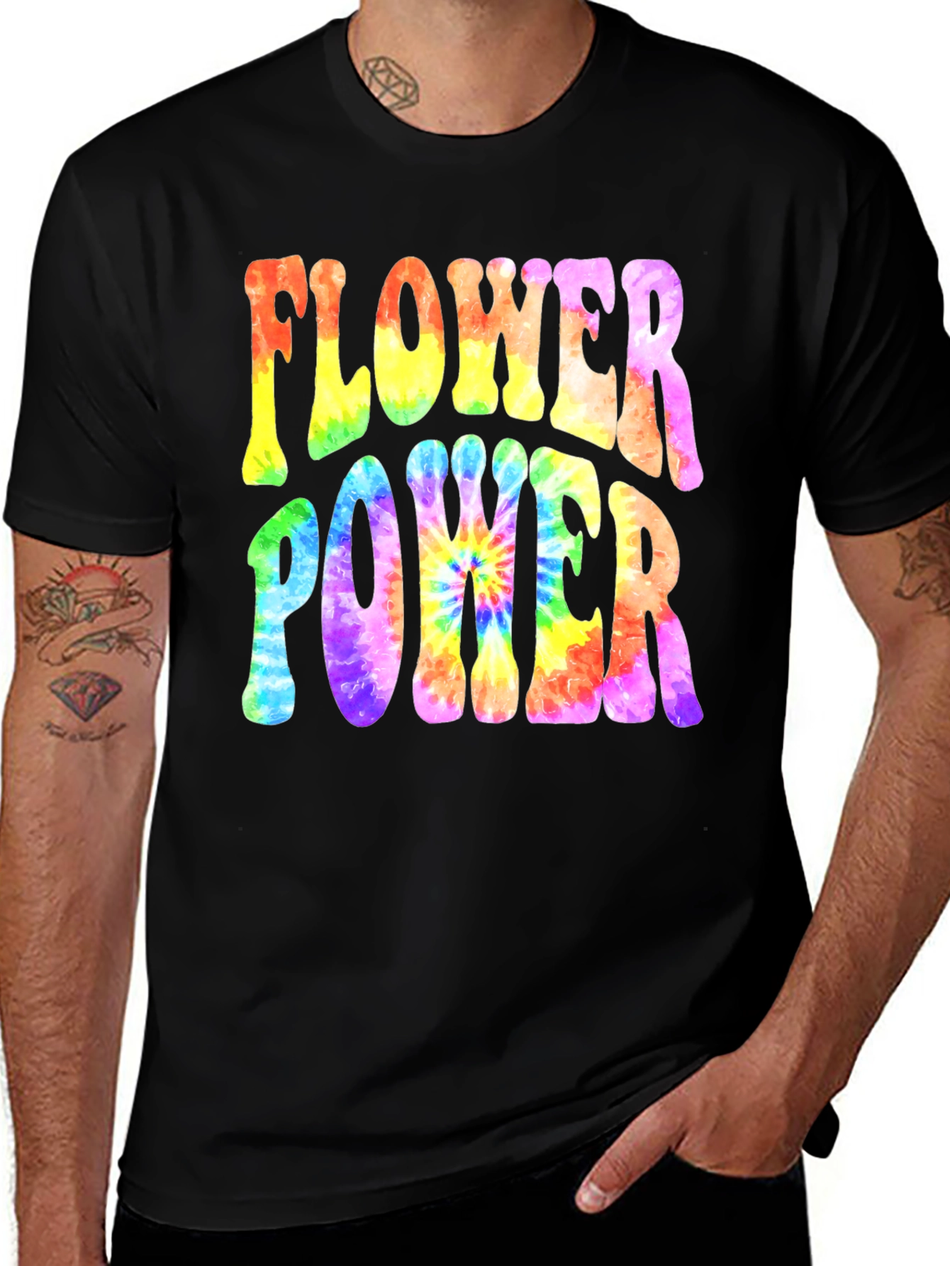 Flower Power Tie-Dye Graphic T-Shirt