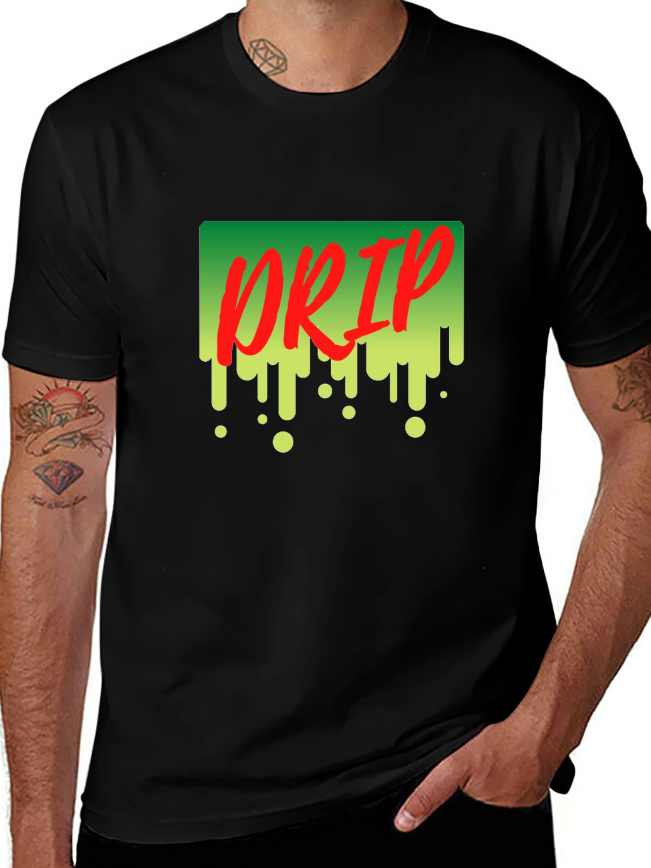 Variant 13 of Drip Graphic Tee - Trendy Short Sleeve Crew Neck